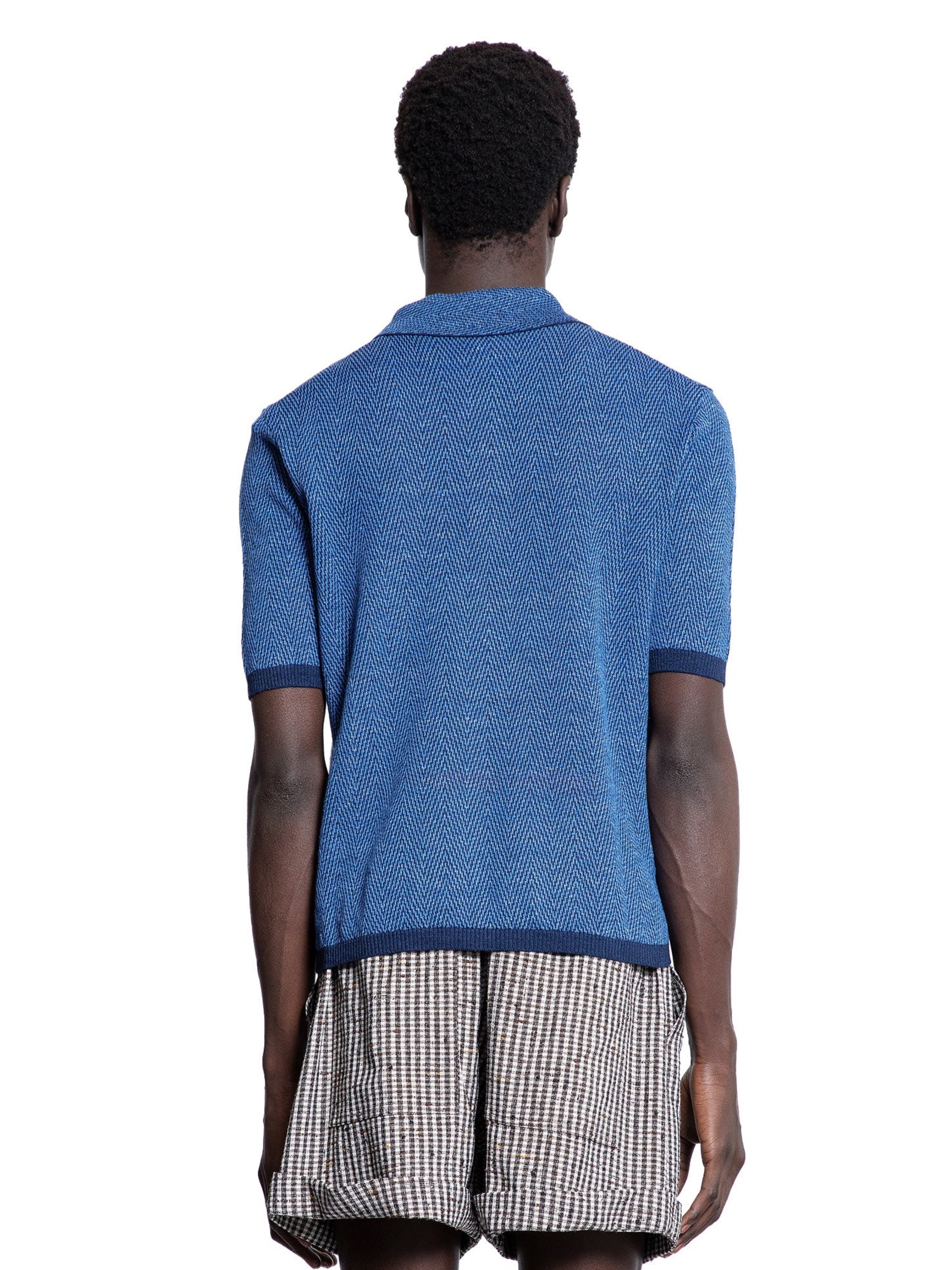 Bottega Veneta men's blue linen polo shirt