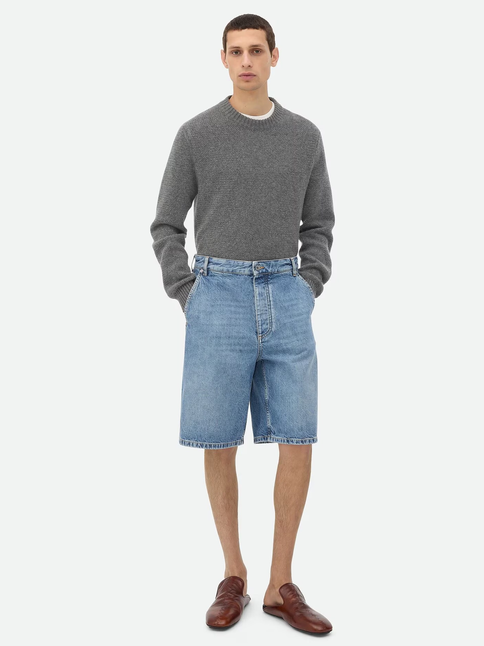 Bottega Veneta men's vintage cargo shorts in blue