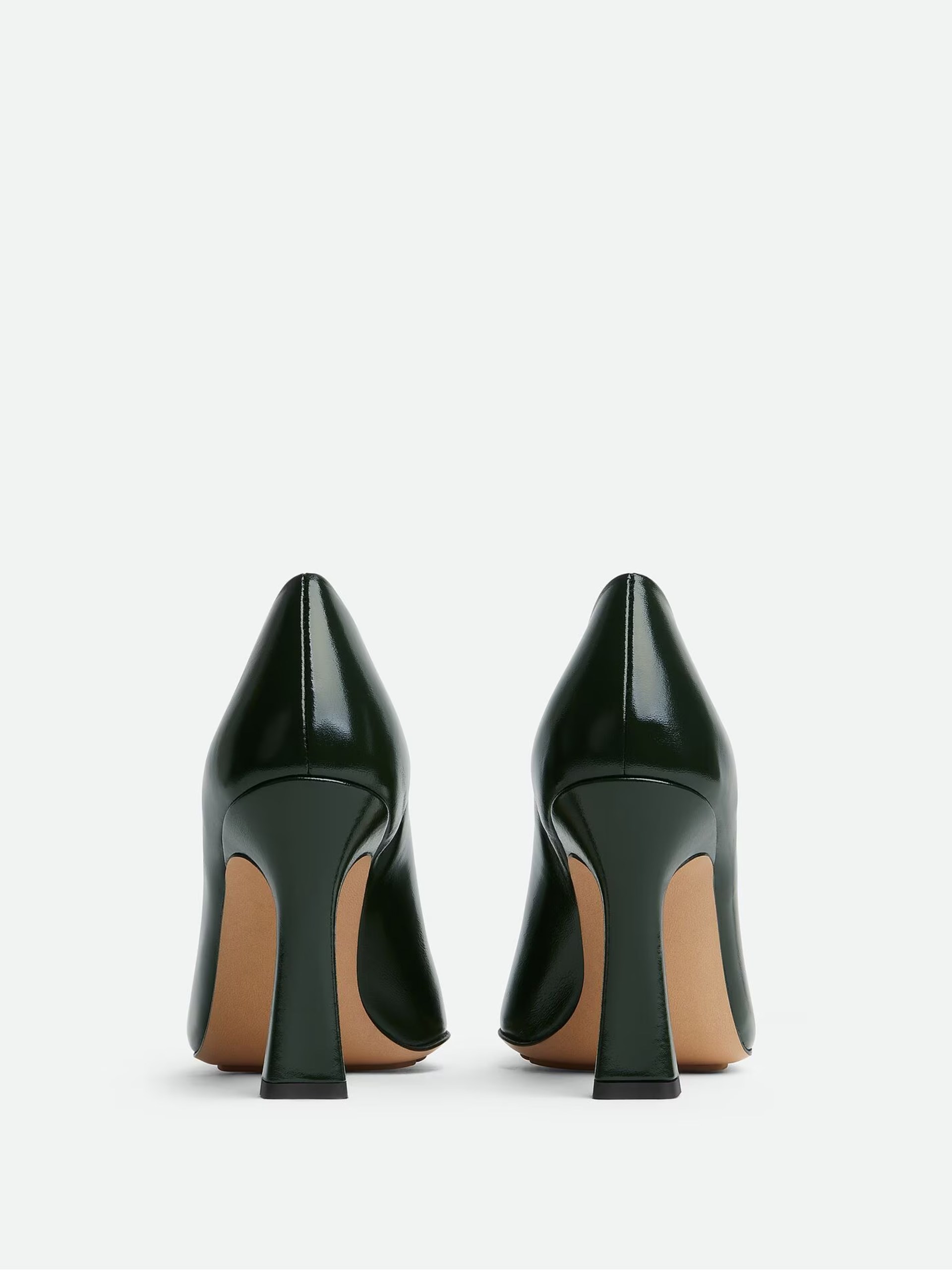 Bottega Veneta Sofia dark green shiny leather pumps
