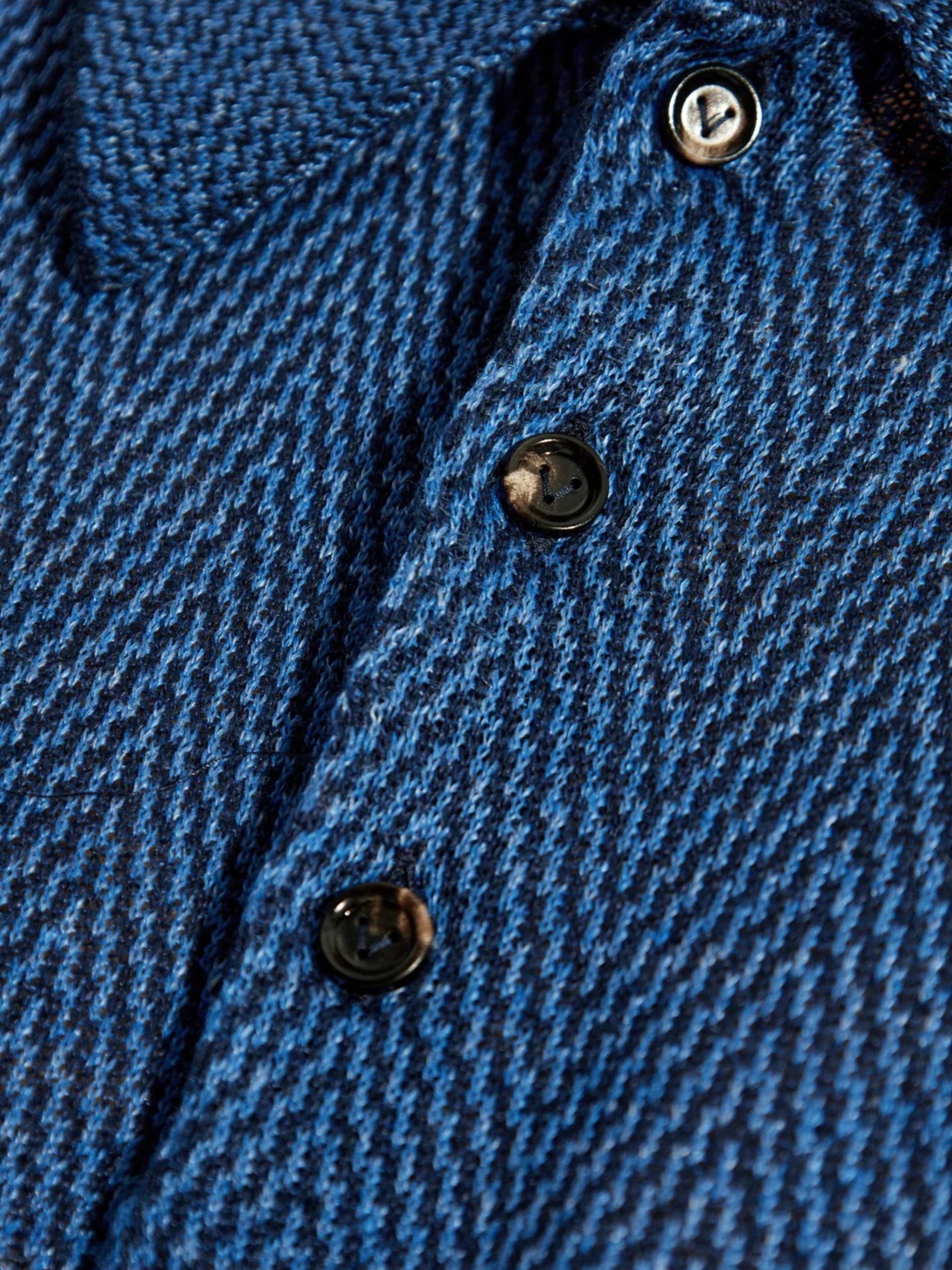 Bottega Veneta men's blue linen polo shirt