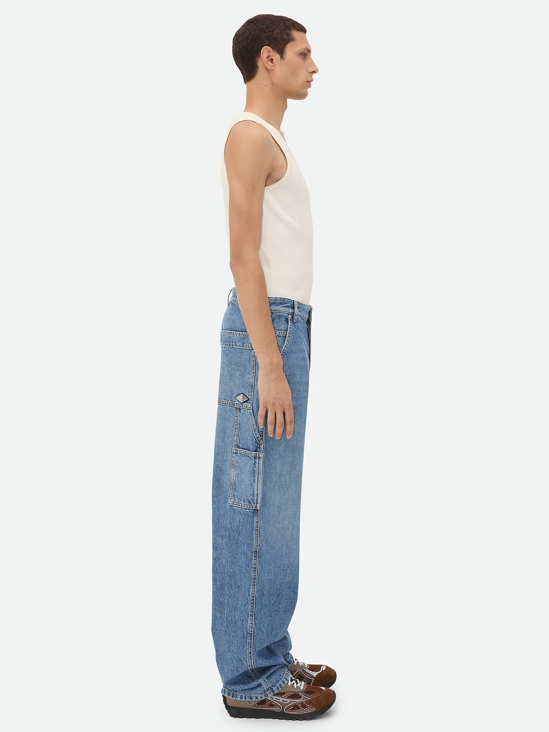Bottega Veneta men's vintage cargo jeans in blue