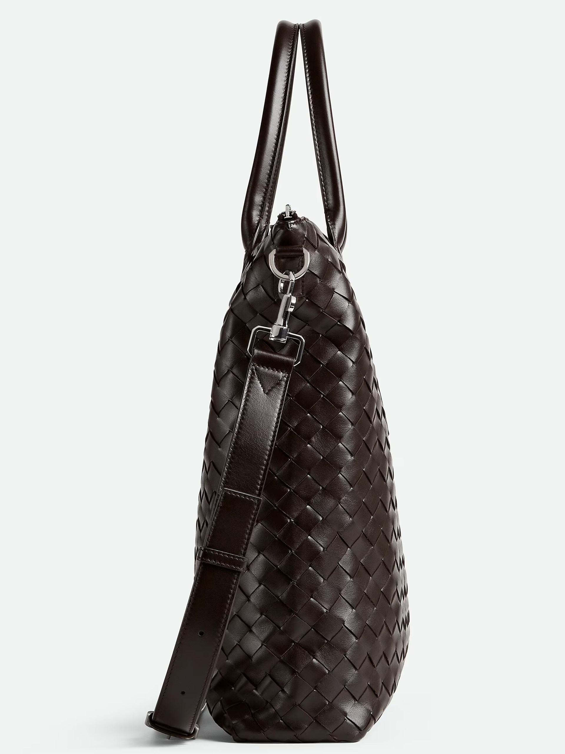 Чоловіча темно-коричнева сумка Bottega Veneta з м’якої шкіри Intrecciato