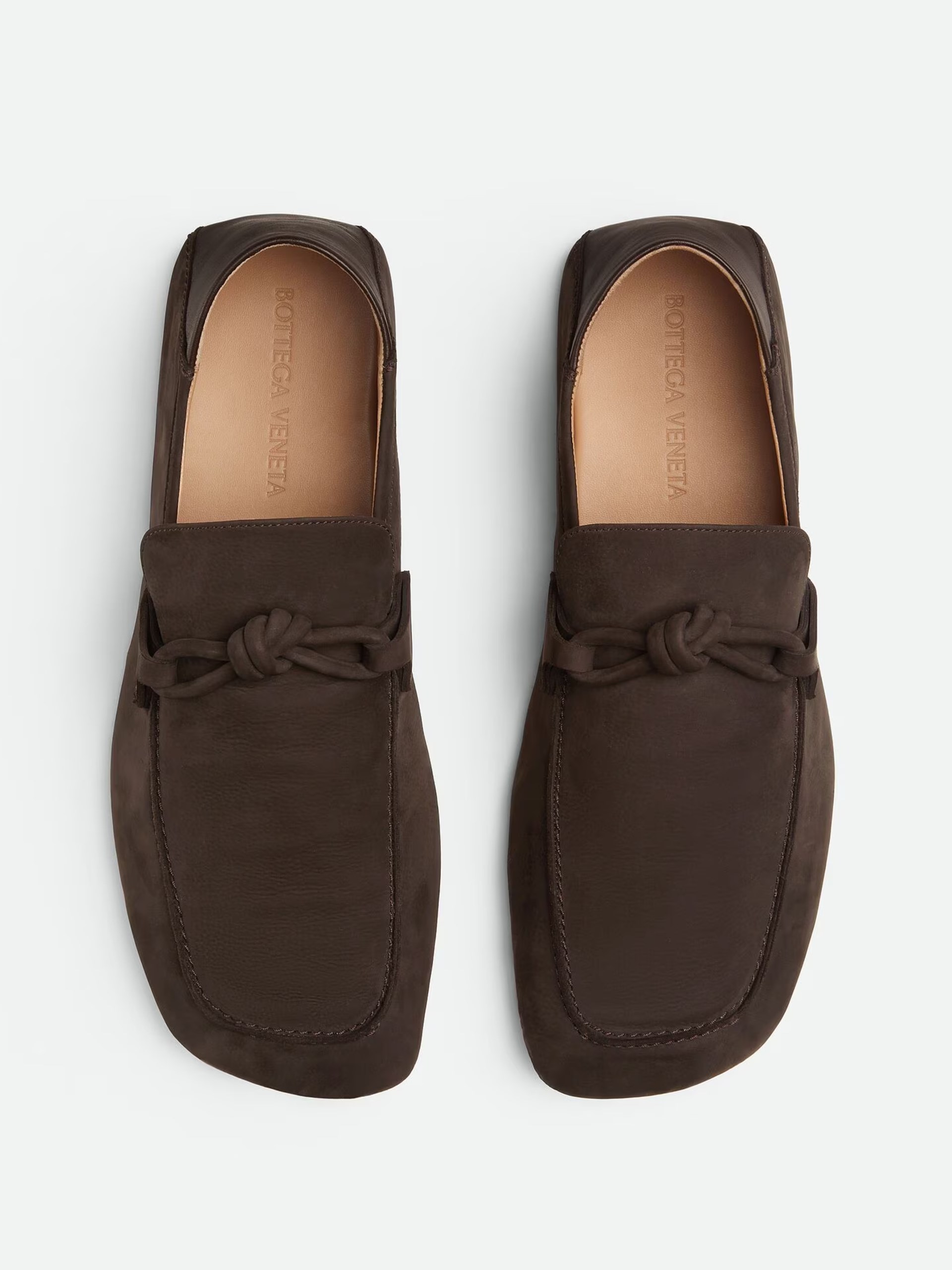 Men's dark brown Bottega Veneta Daddy loafers with signature leather detail