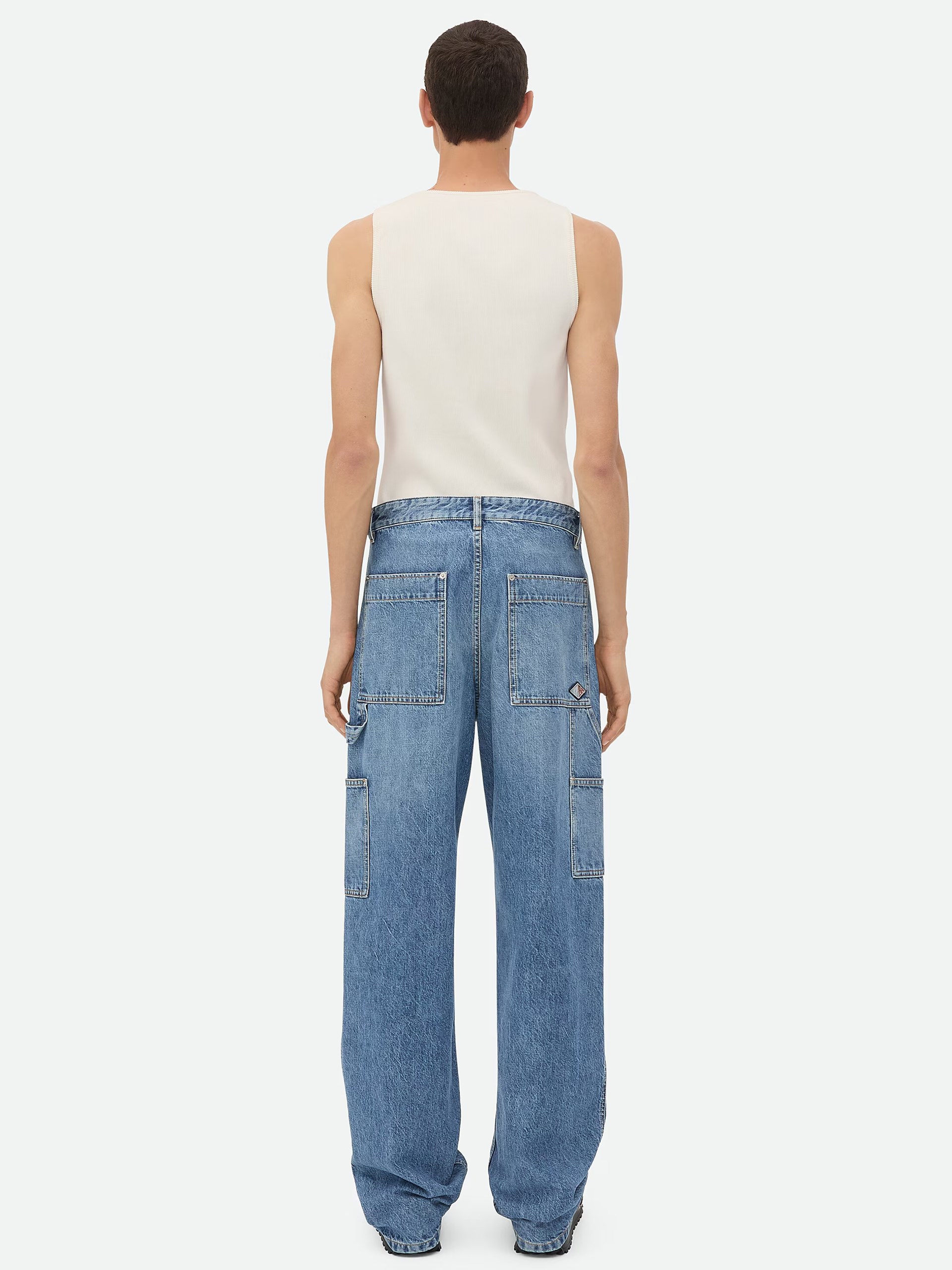 Bottega Veneta men's vintage cargo jeans in blue