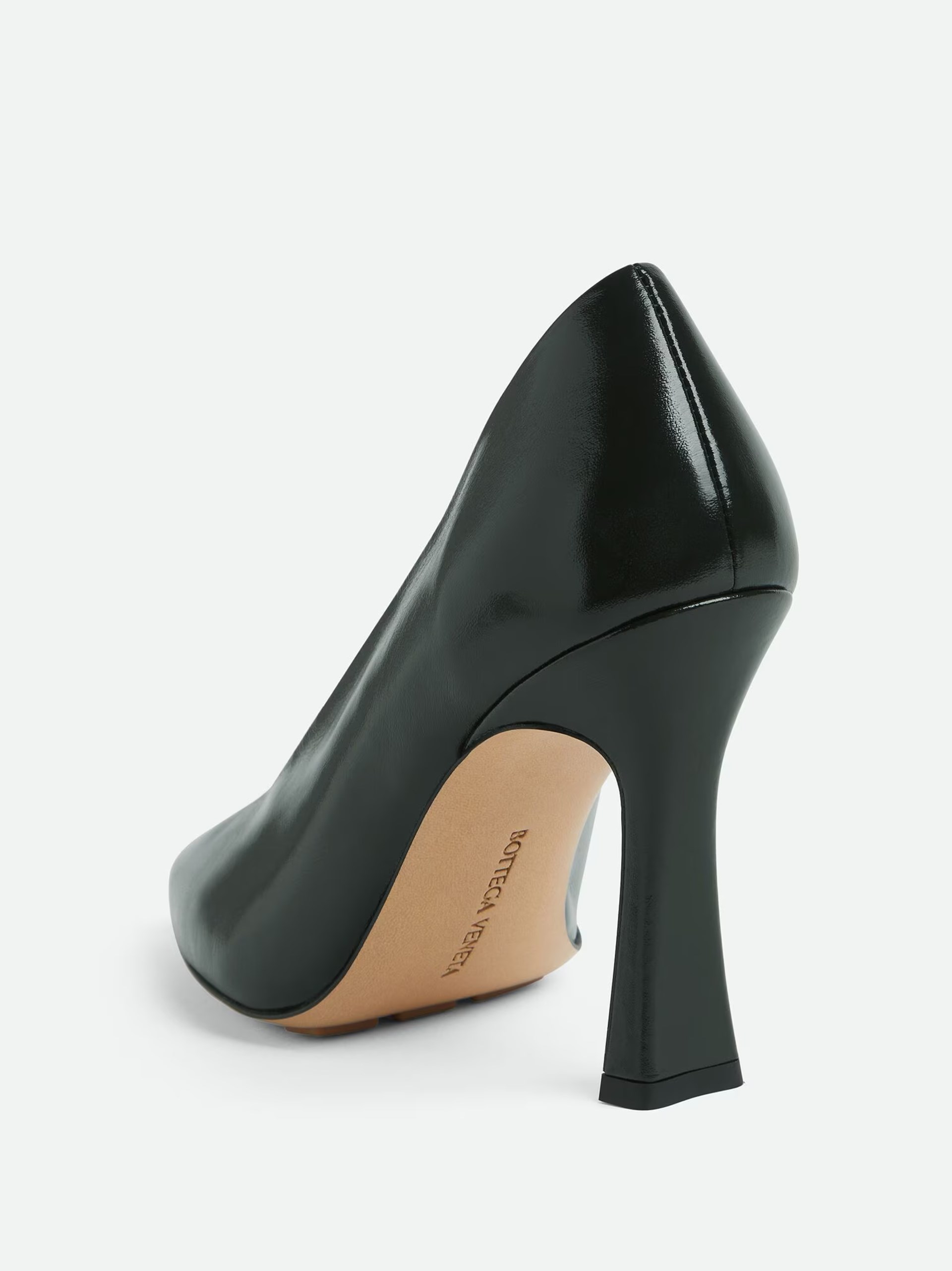 Bottega Veneta Sofia dark green shiny leather pumps