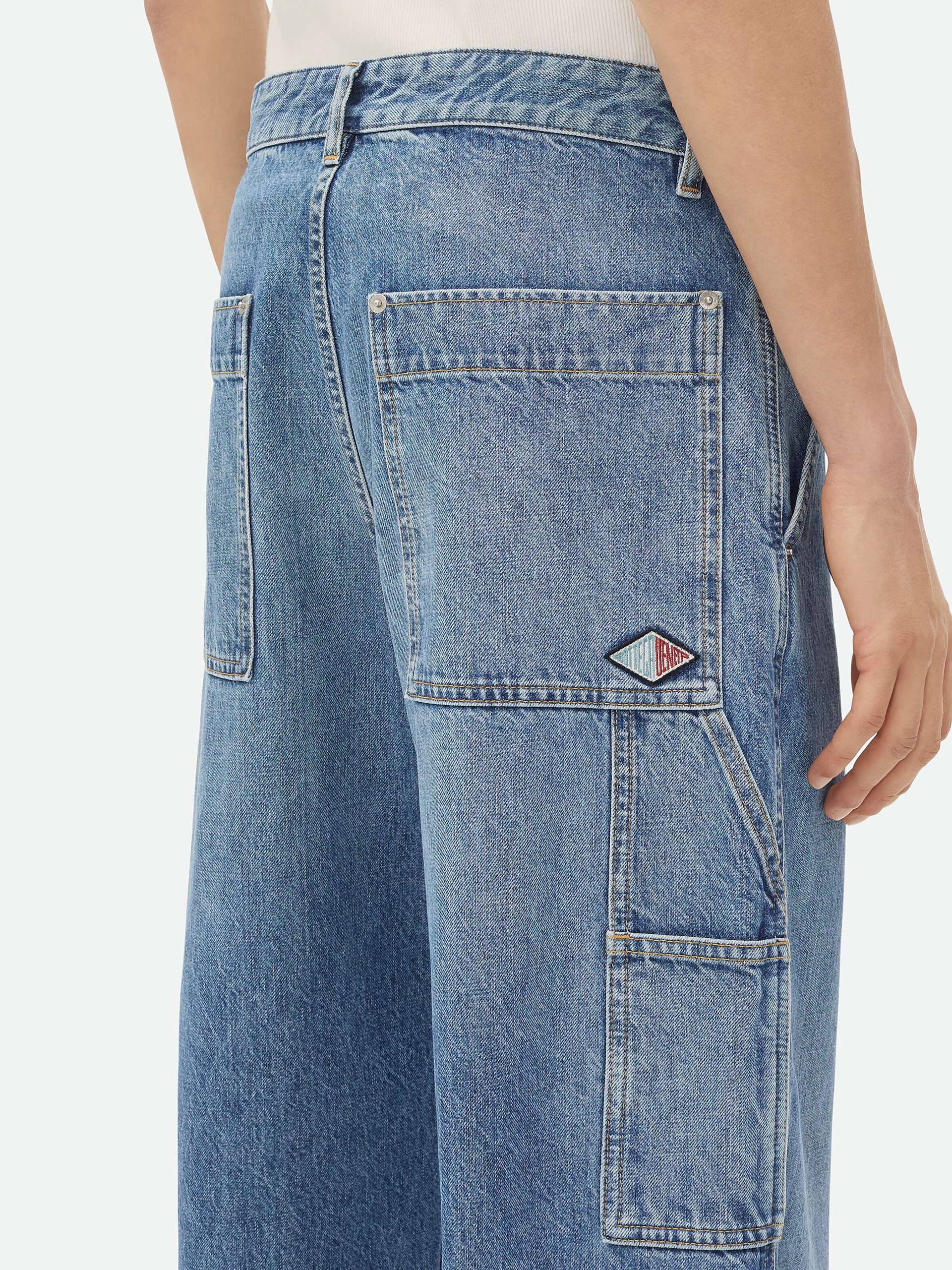 Bottega Veneta men's vintage cargo jeans in blue