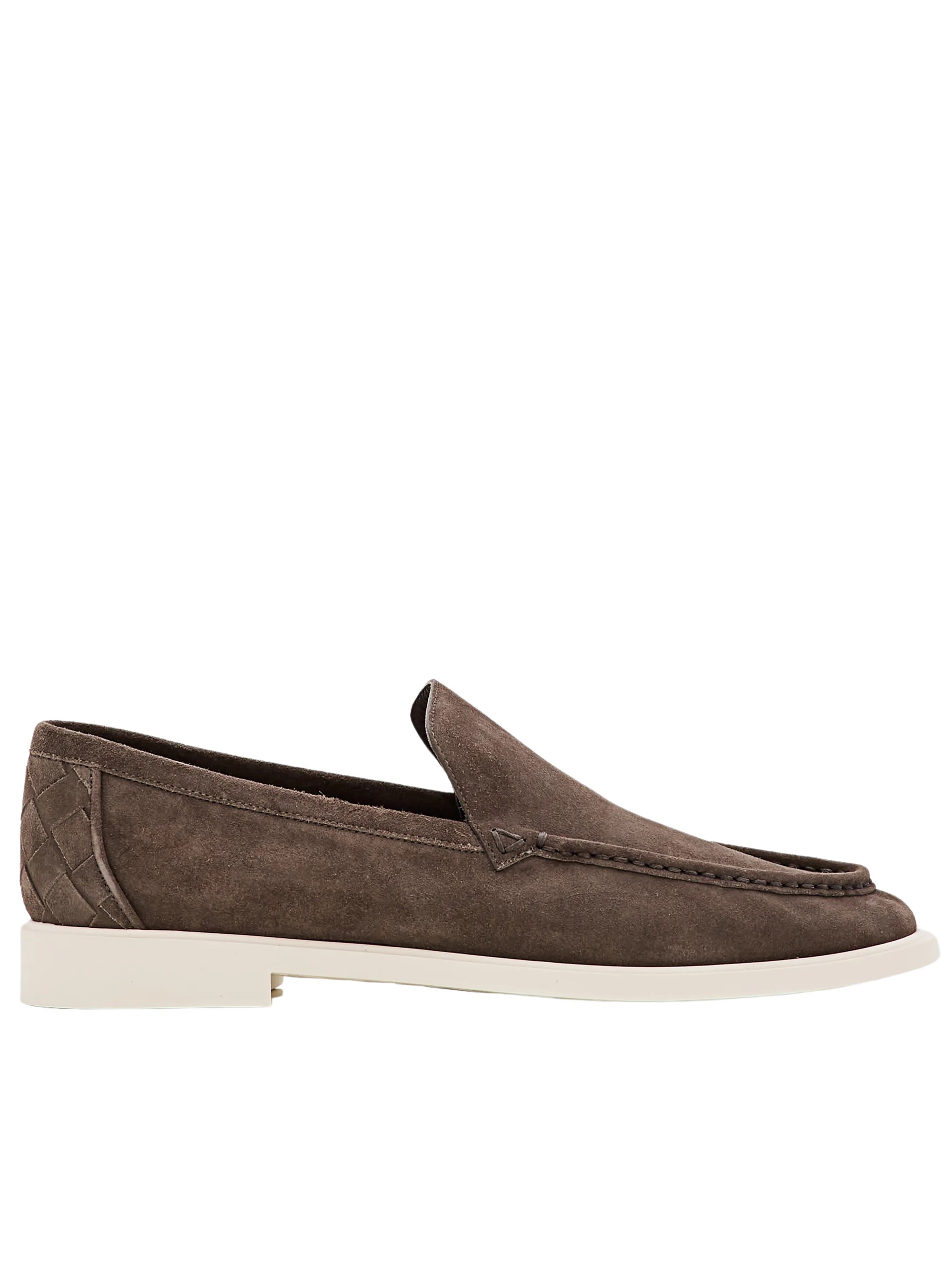 Bottega Veneta men's brown suede loafers with contrasting soles