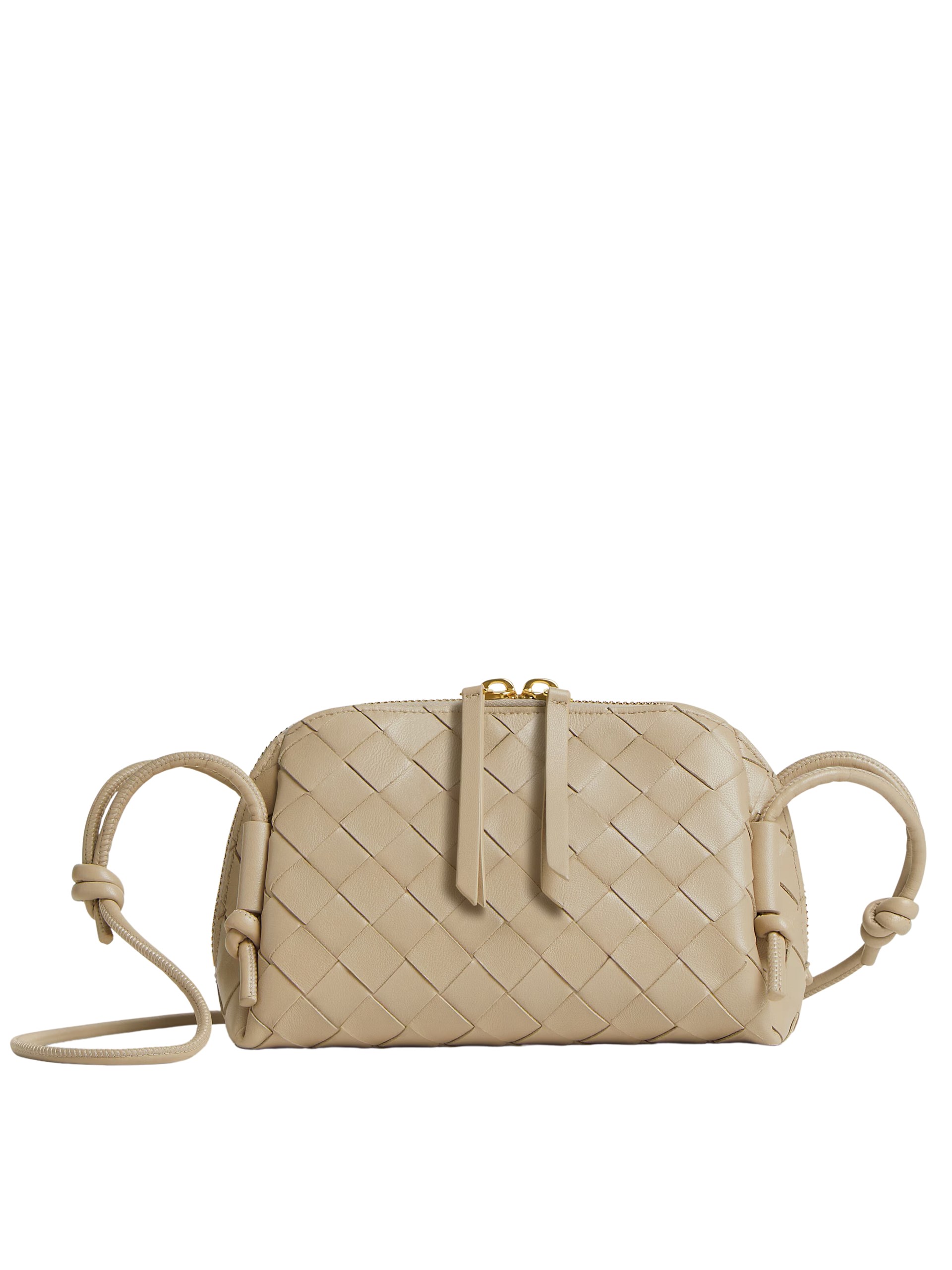 Бежева сумка Bottega Veneta Intrecciato Concert Pouch