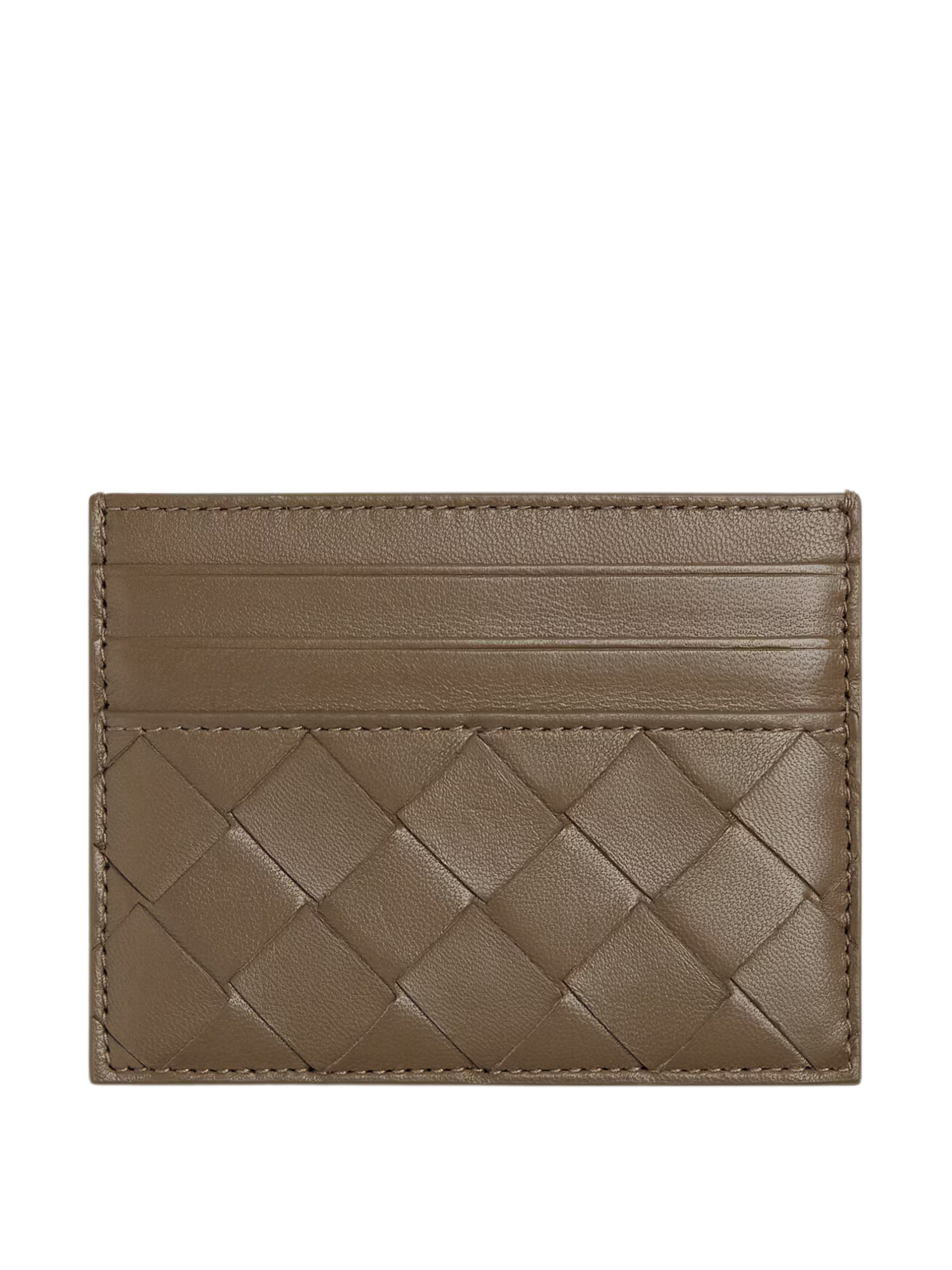 Коричневий картхолдер Bottega Veneta з м’якої шкіри Intrecciato