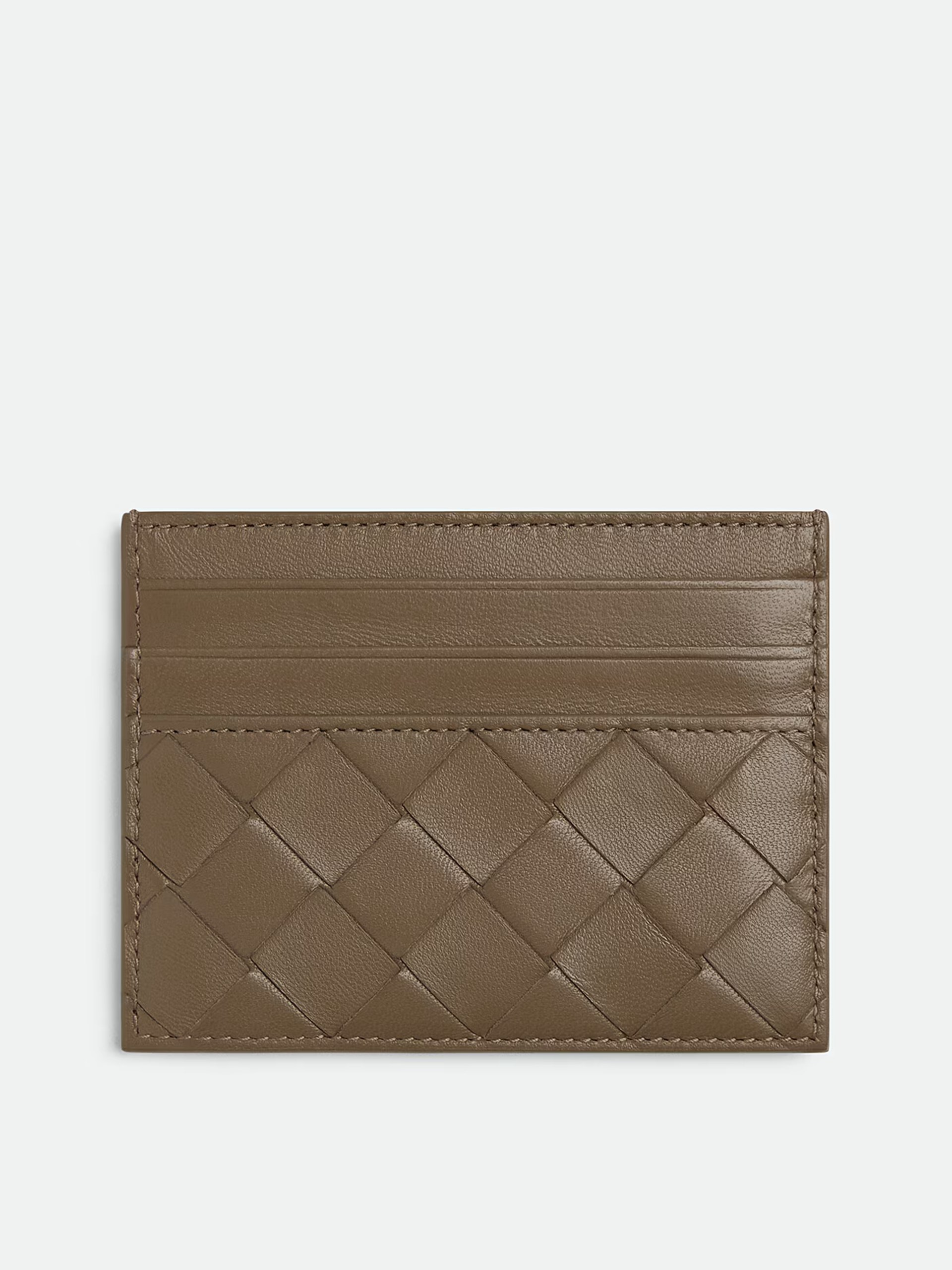 Коричневий картхолдер Bottega Veneta з м’якої шкіри Intrecciato