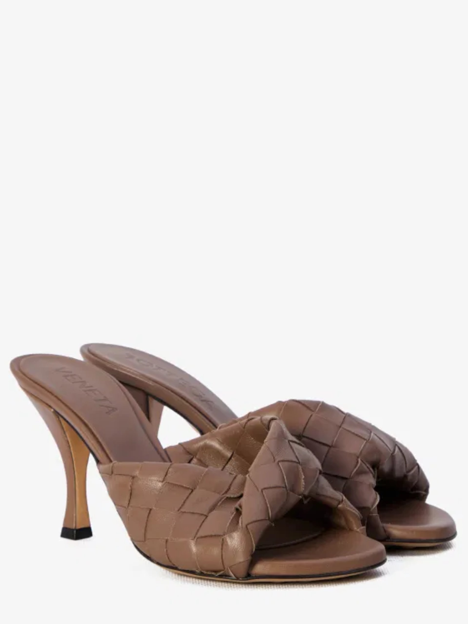 Bottega Veneta brown heeled mules