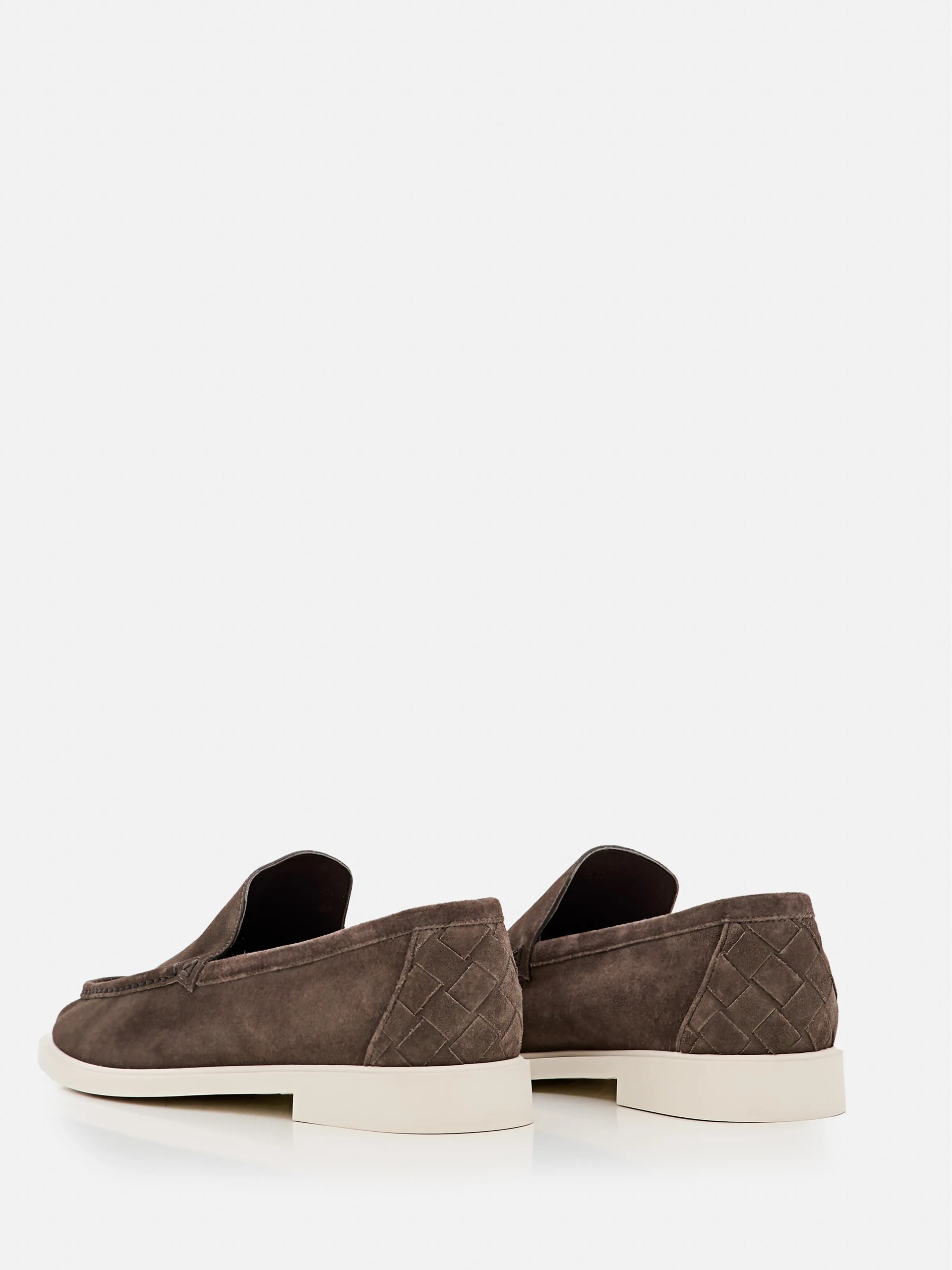 Bottega Veneta men's brown suede loafers with contrasting soles
