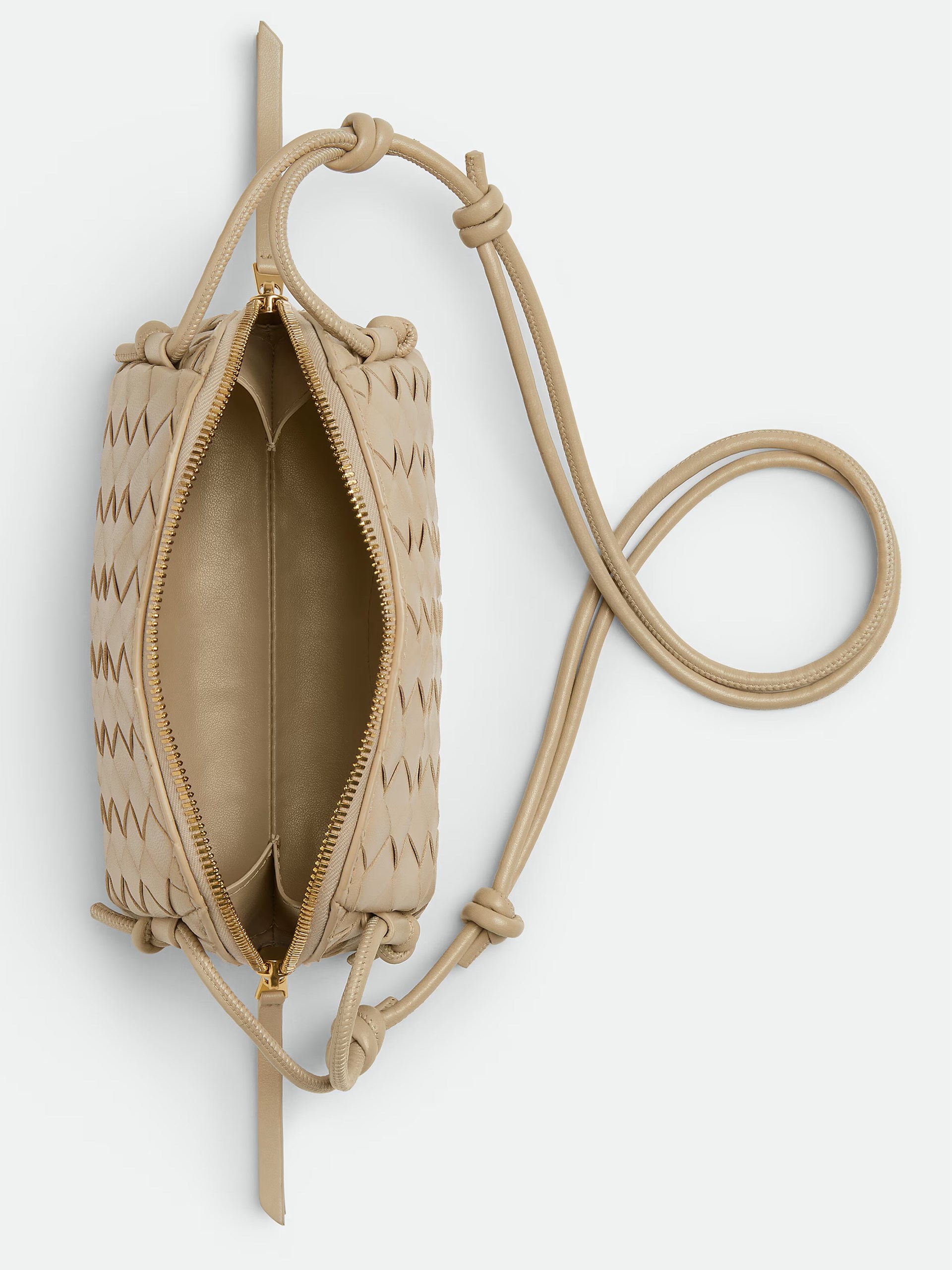 Beige Bottega Veneta Intrecciato Concert Pouch bag