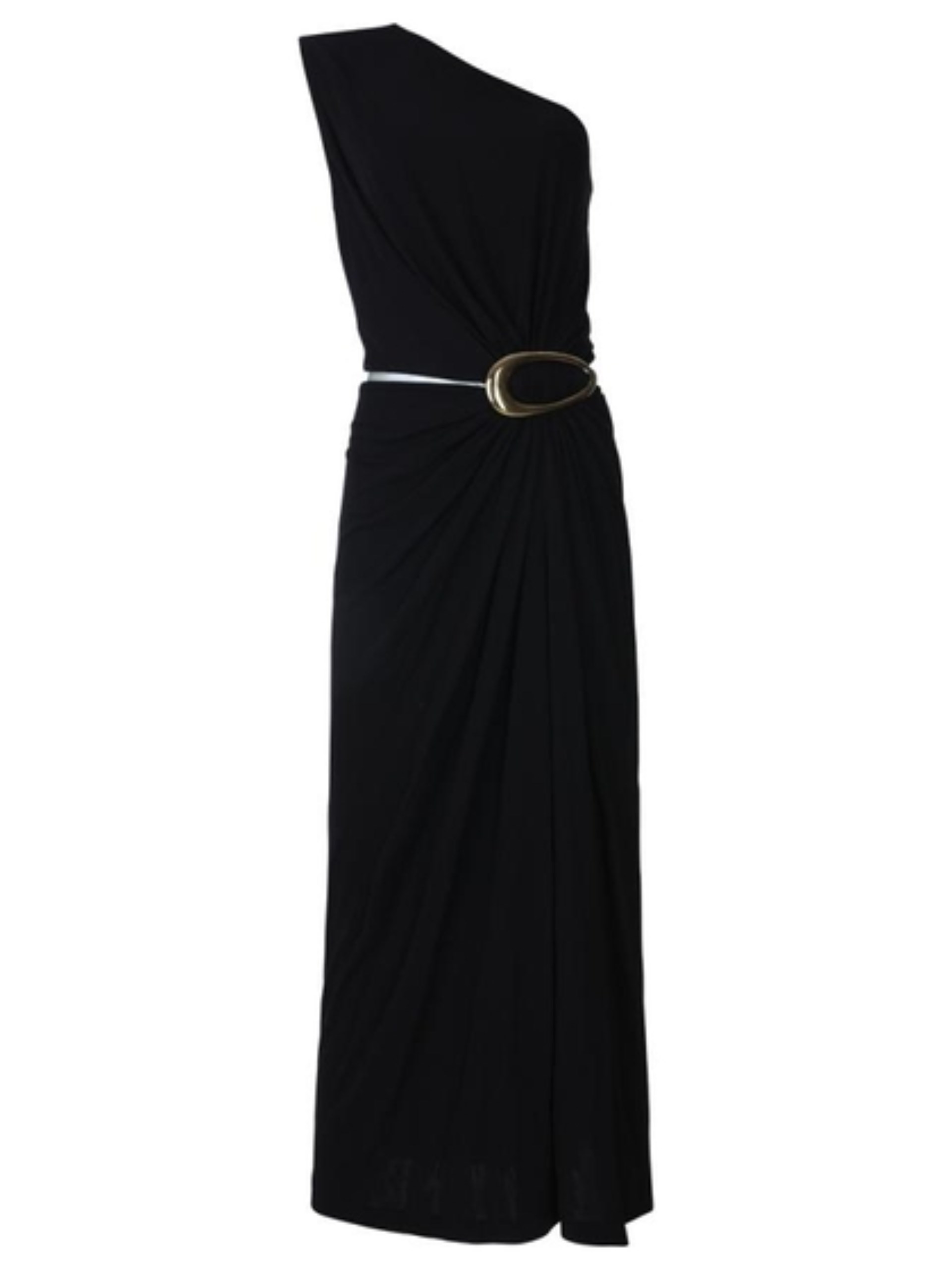 Bottega Veneta black draped dress with gold detail