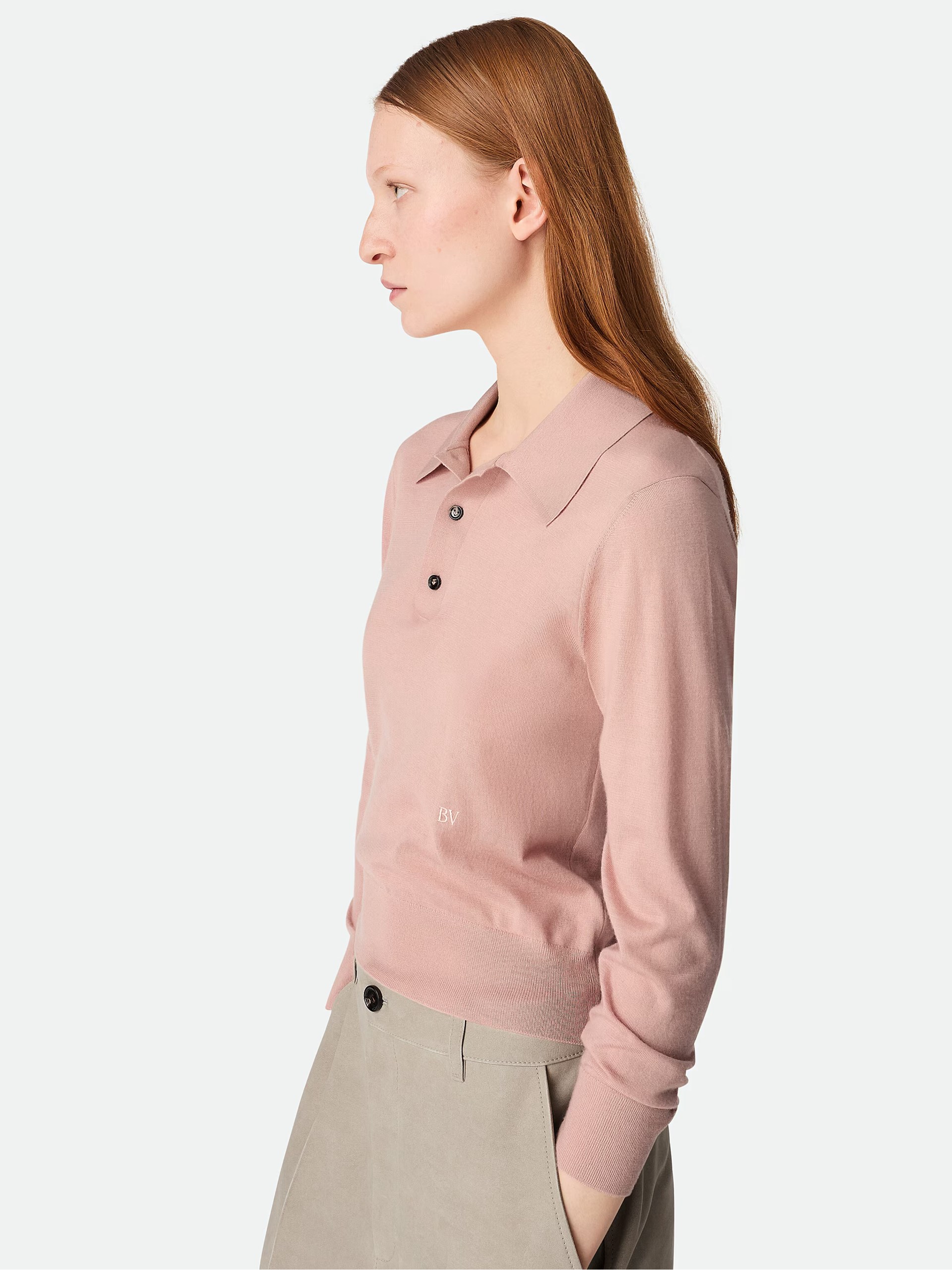Bottega Veneta soft pink cashmere polo