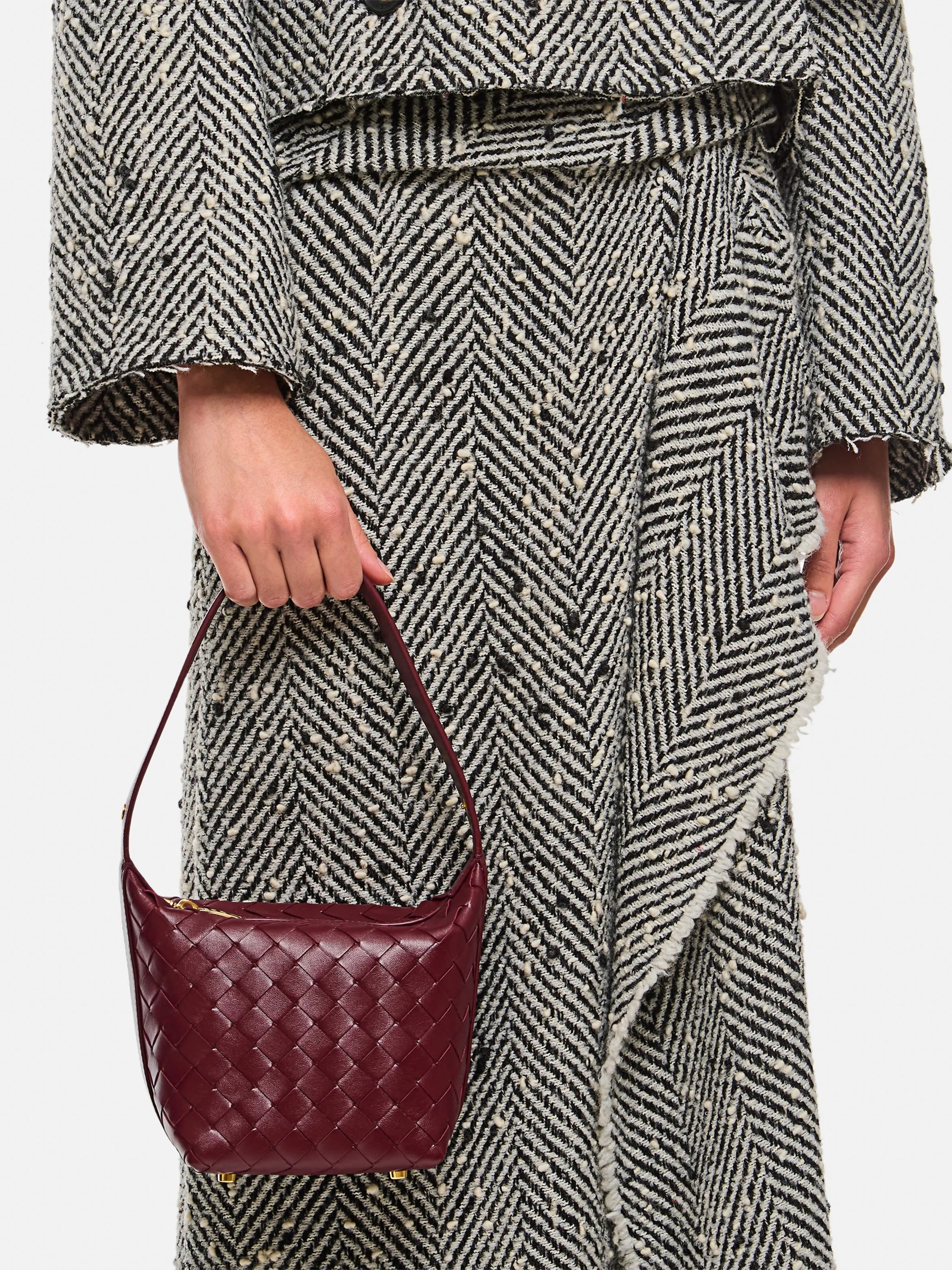 Bottega Veneta CANDY WALLACE burgundy bag made of soft Intrecciato leather