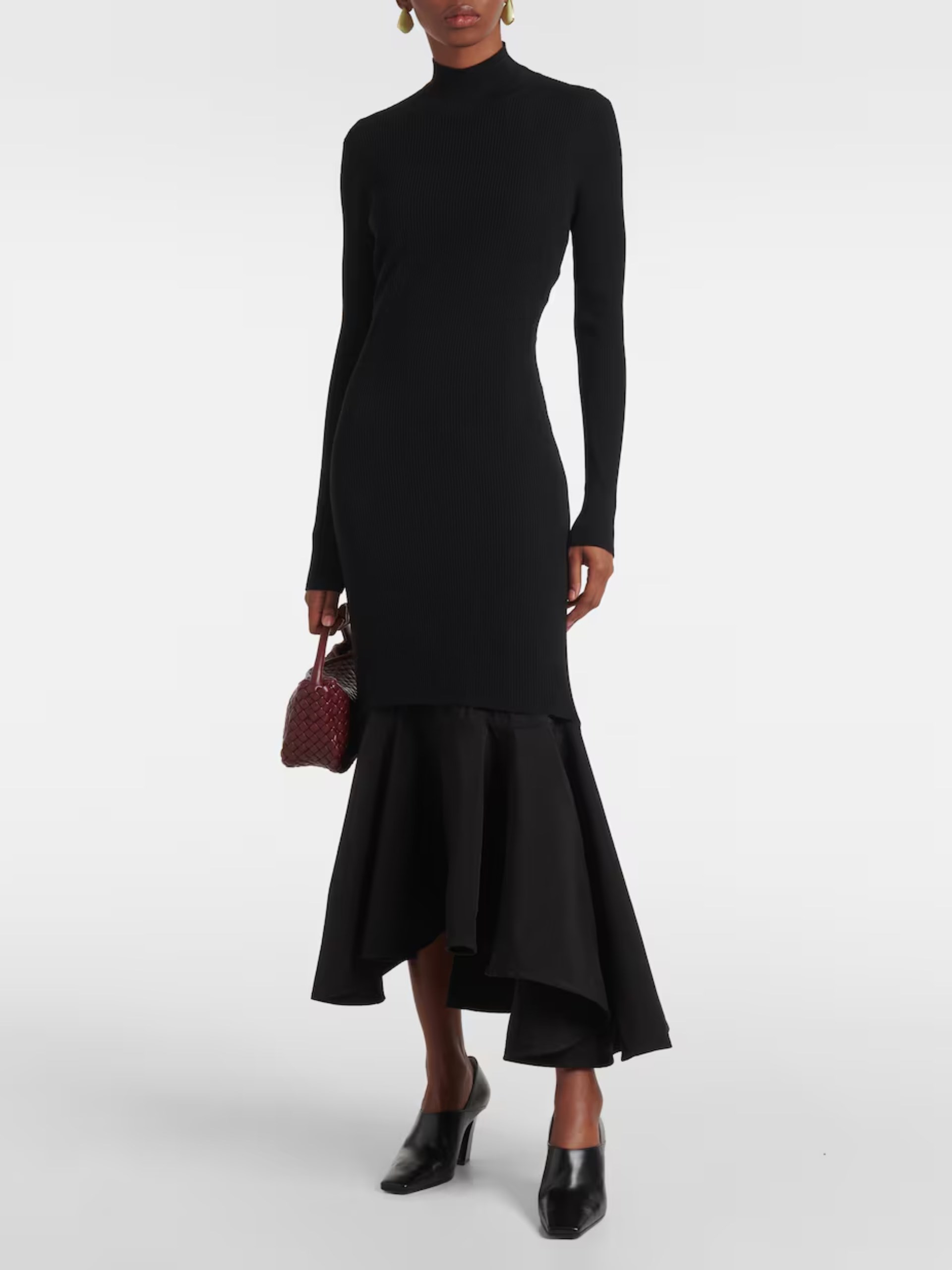 Bottega Veneta black asymmetric high-neck dress