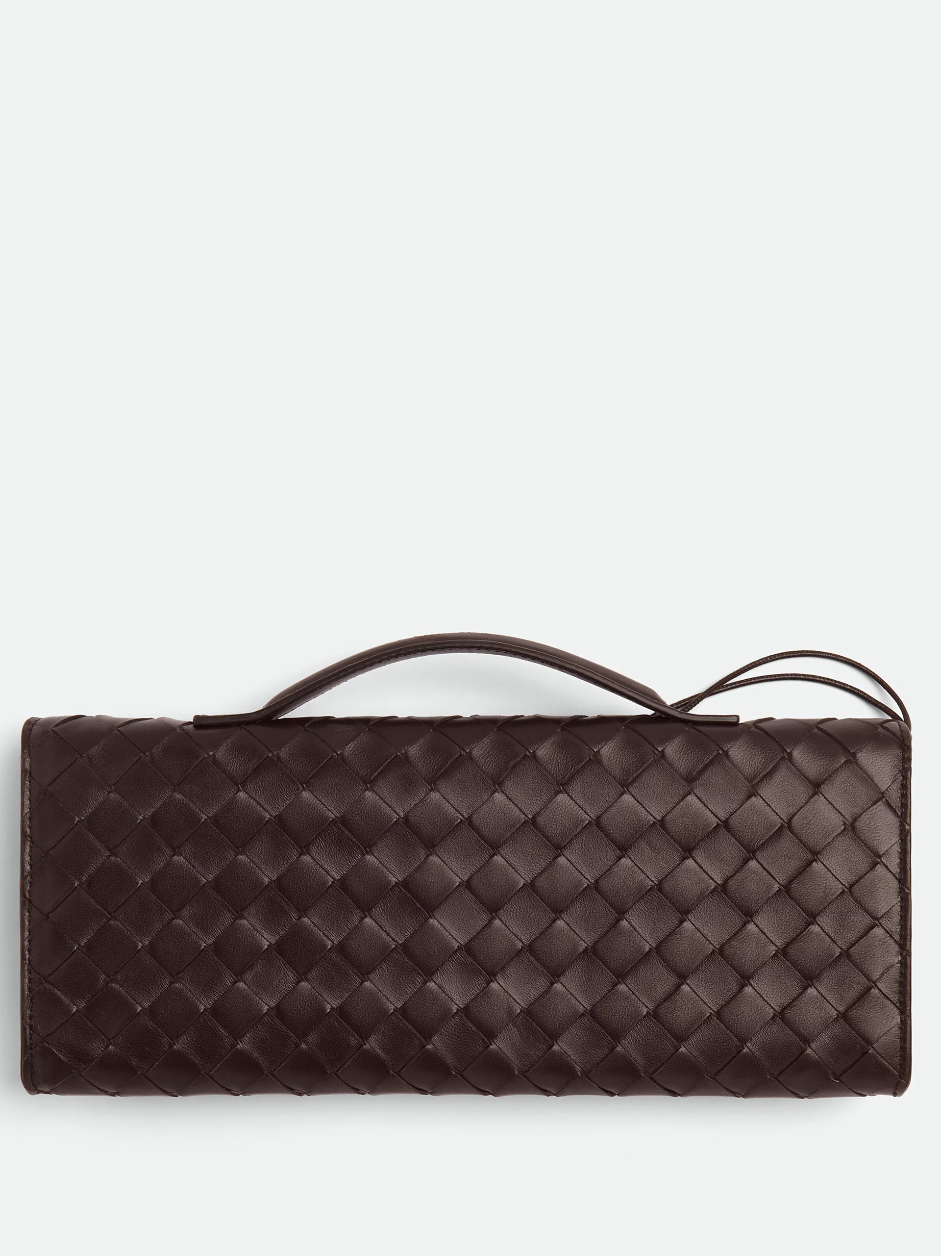 Темно-коричнева сумка-клатч Bottega Veneta з м'якої шкіри Intrecciato