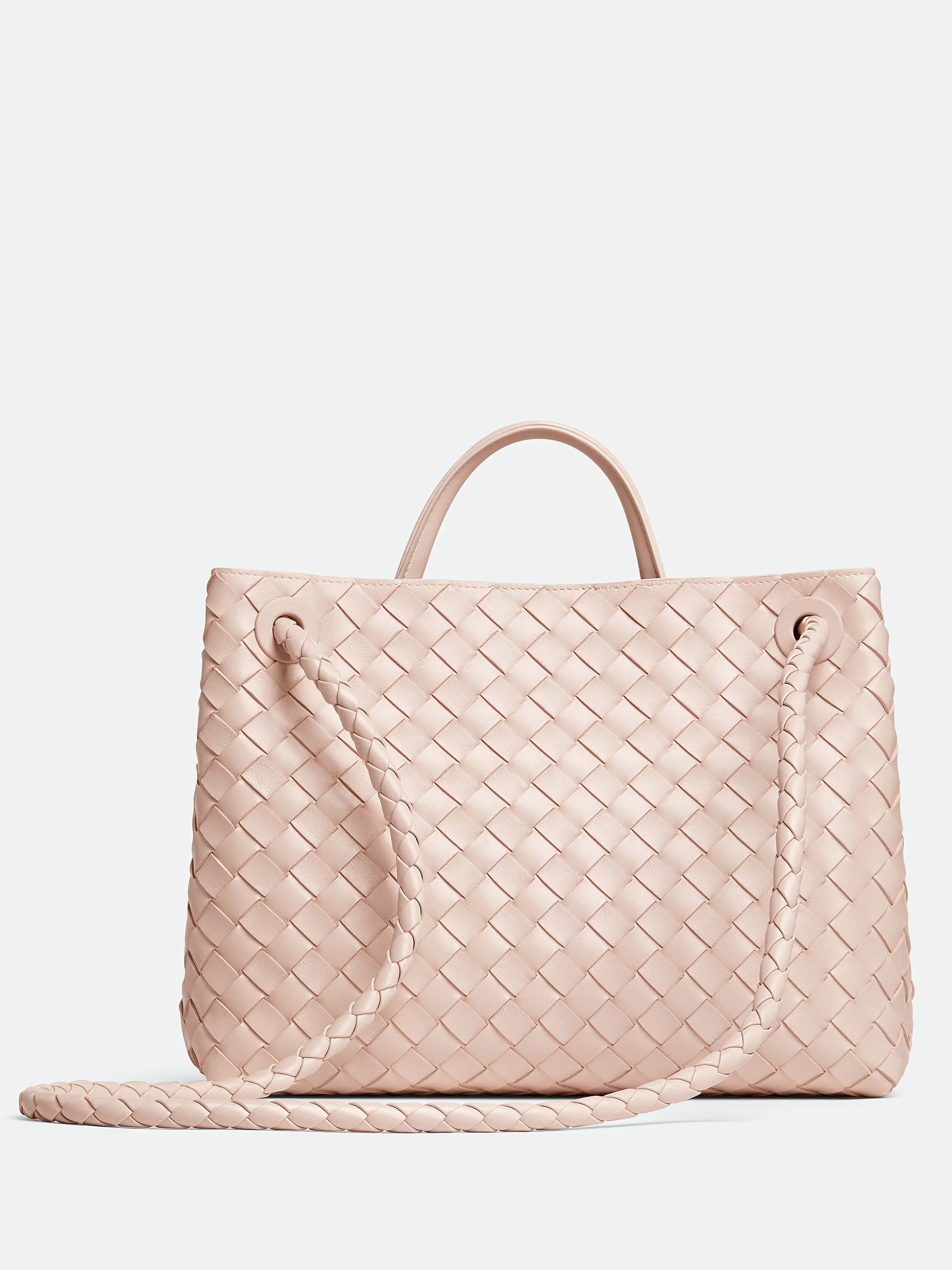 Ніжно-рожева сумка Bottega Veneta Andiamo Medium з м'якої шкіри Intrecciato