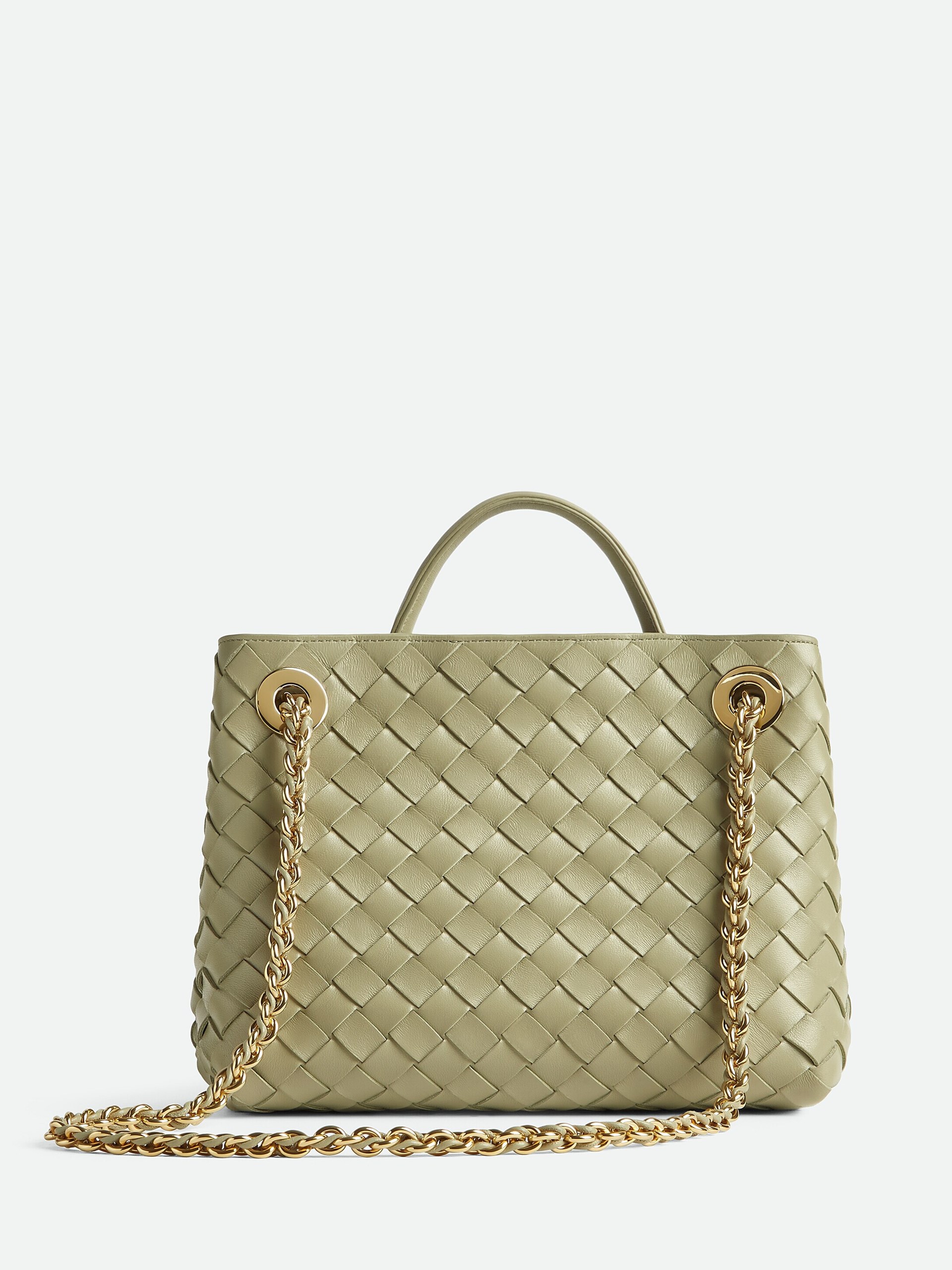 Bottega Veneta Andiamo Small light green bag in soft Intrecciato leather