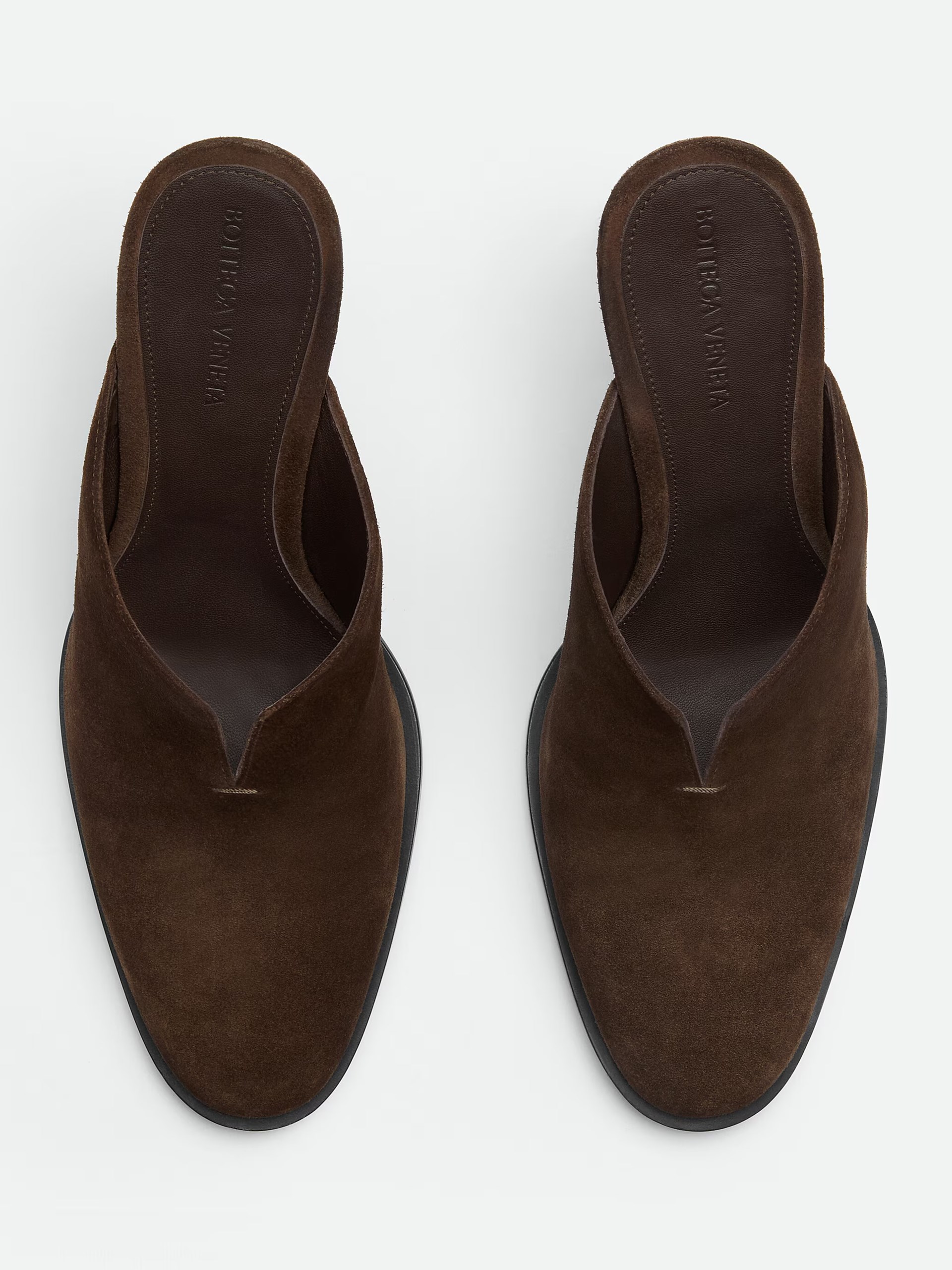 Bottega Veneta brown suede heeled mules
