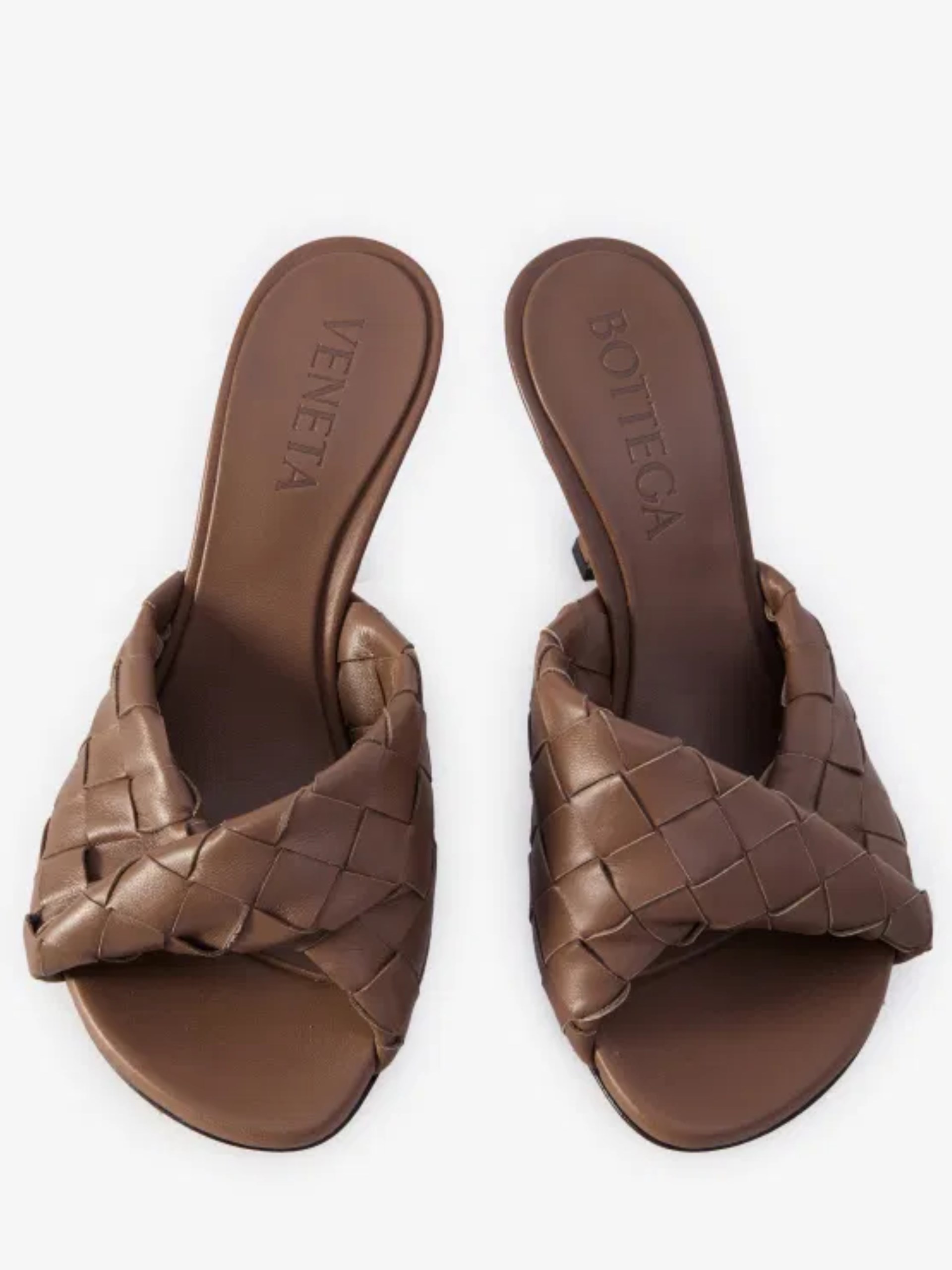 Bottega Veneta brown heeled mules