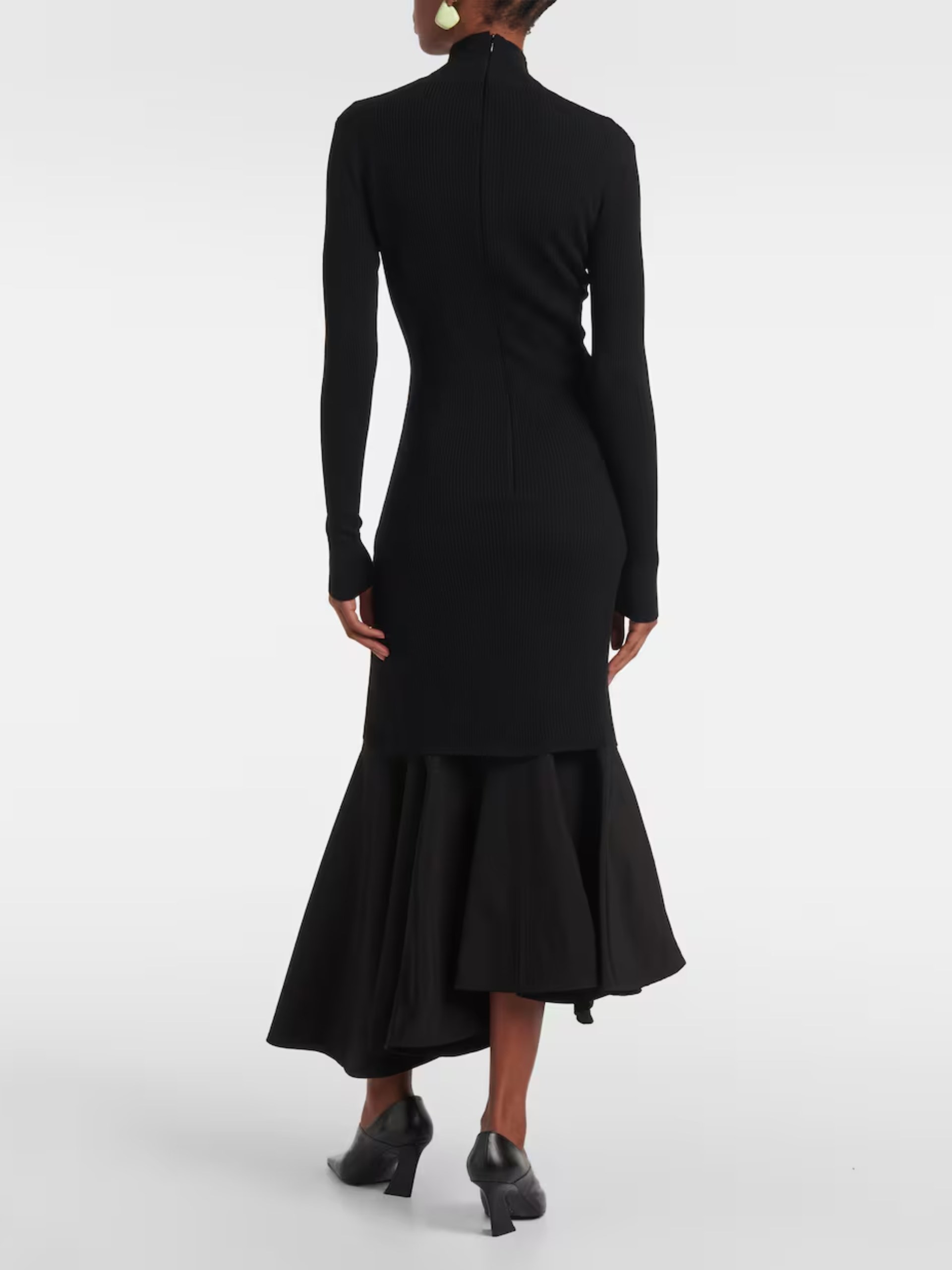 Bottega Veneta black asymmetric high-neck dress