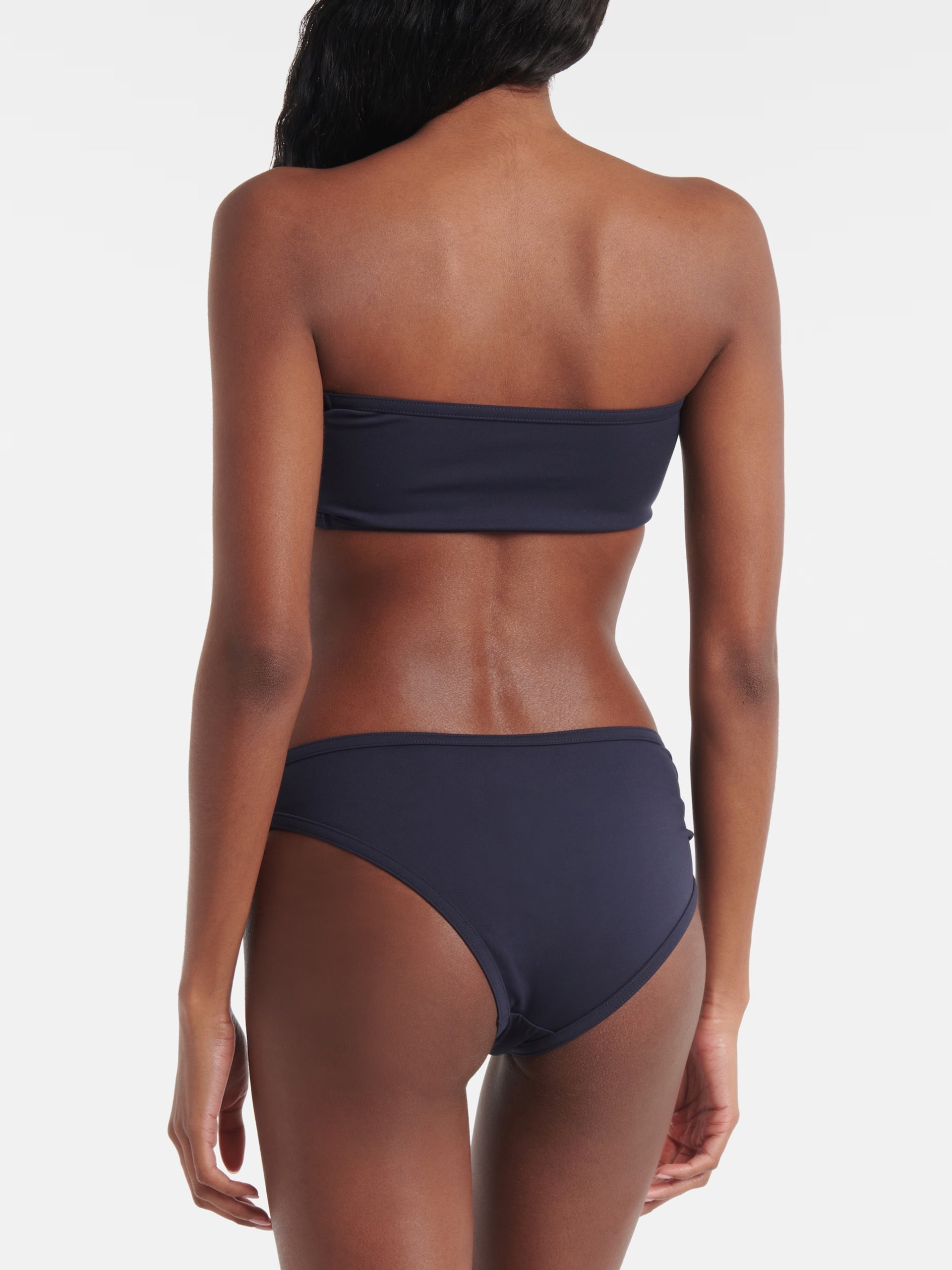 Bottega Veneta navy blue swimsuit with silver detail