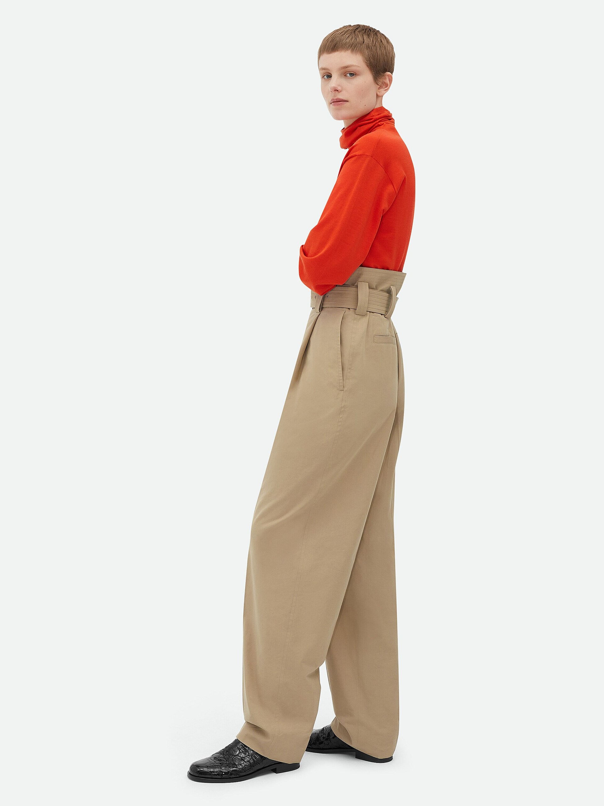 Bottega Veneta light brown wide-leg pants