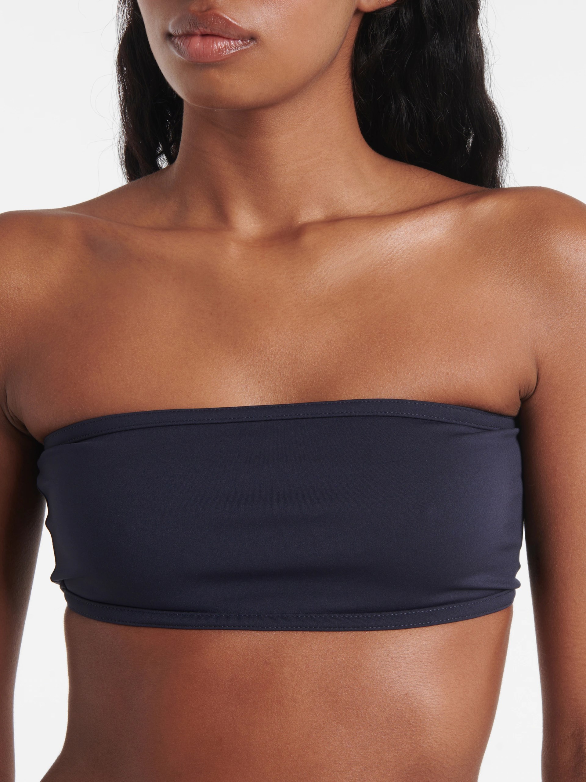 Bottega Veneta navy blue swimsuit with silver detail