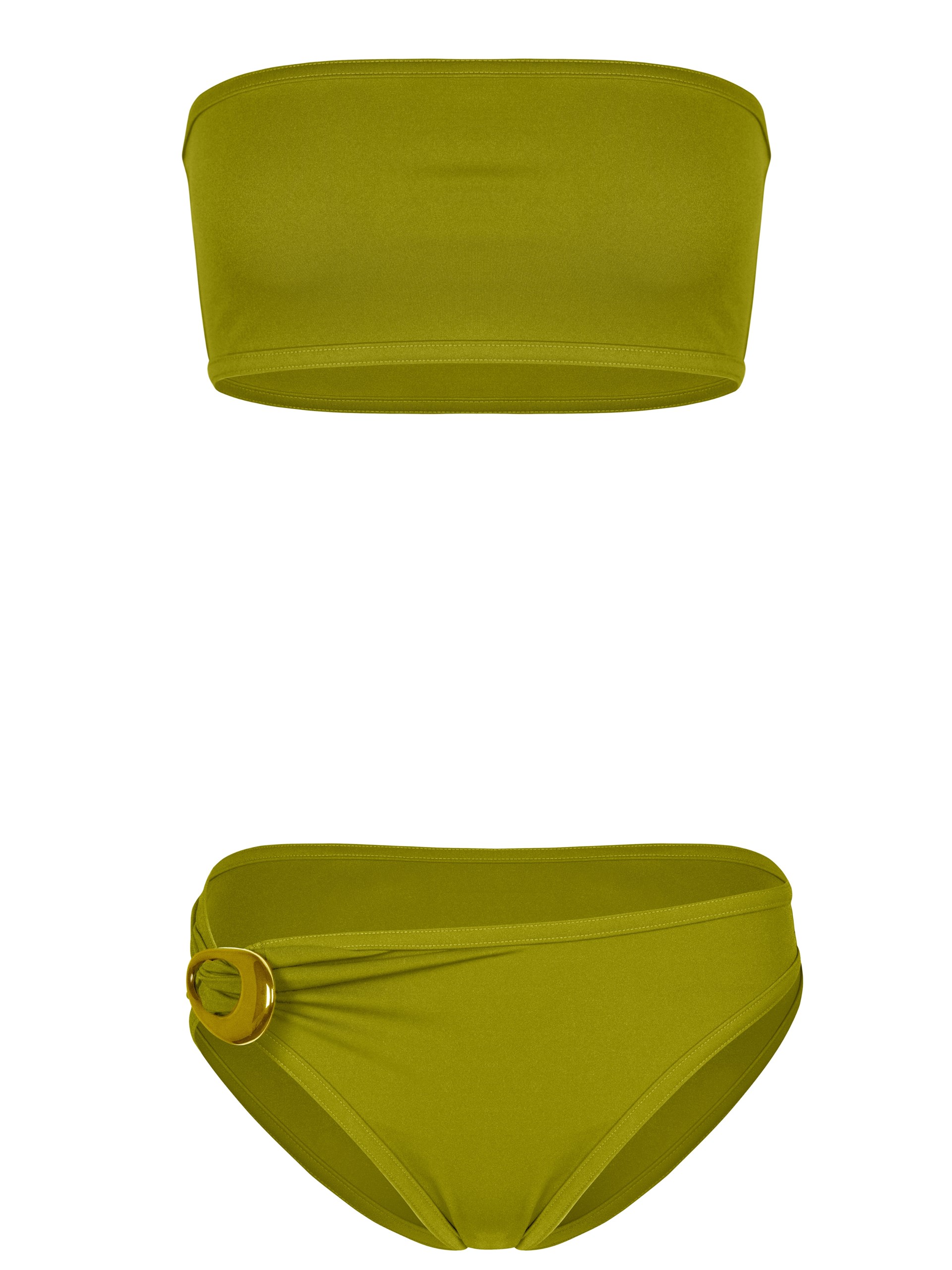 Bottega Veneta olive swimsuit with gold detail