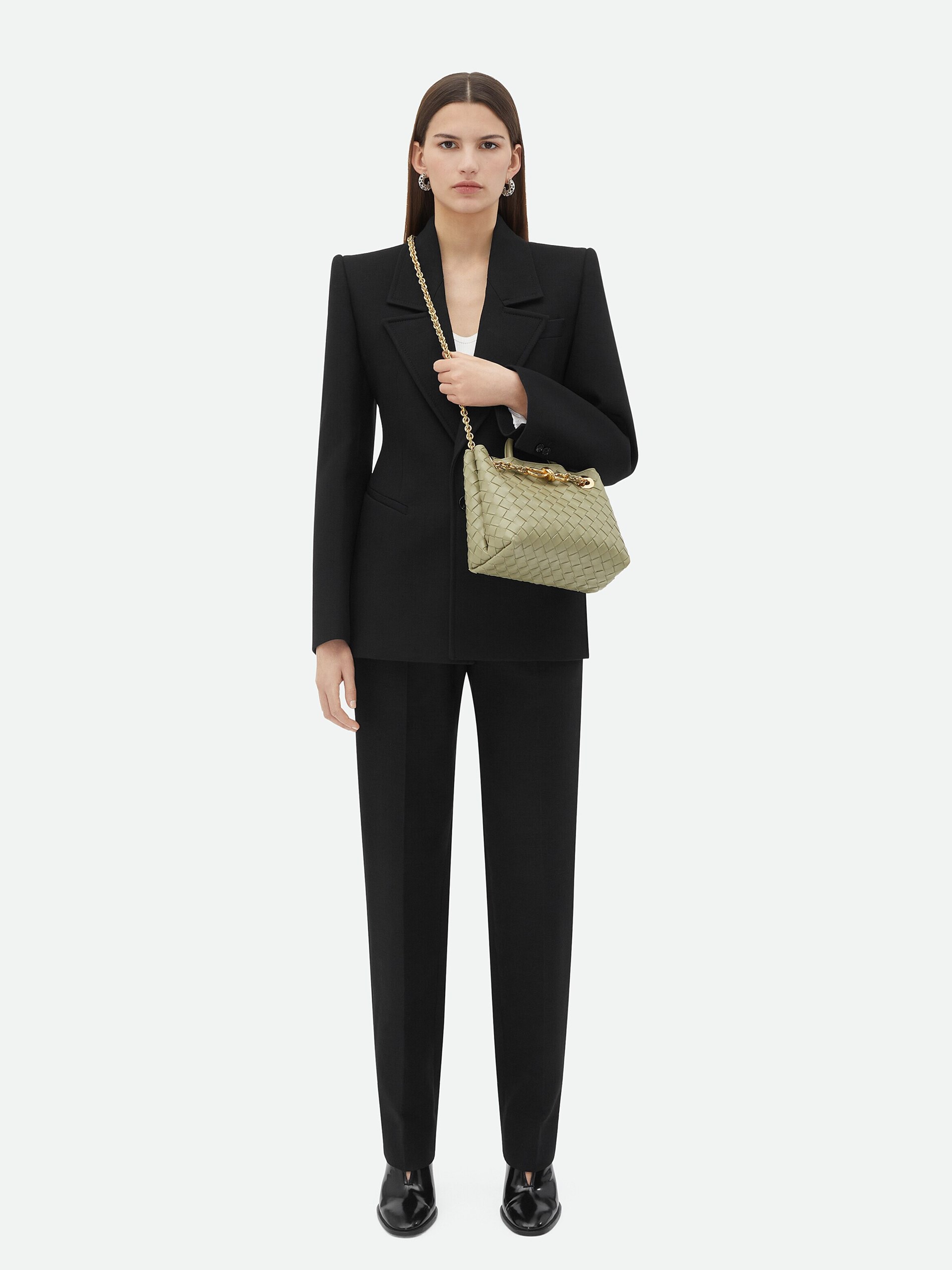 Bottega Veneta Andiamo Small light green bag in soft Intrecciato leather