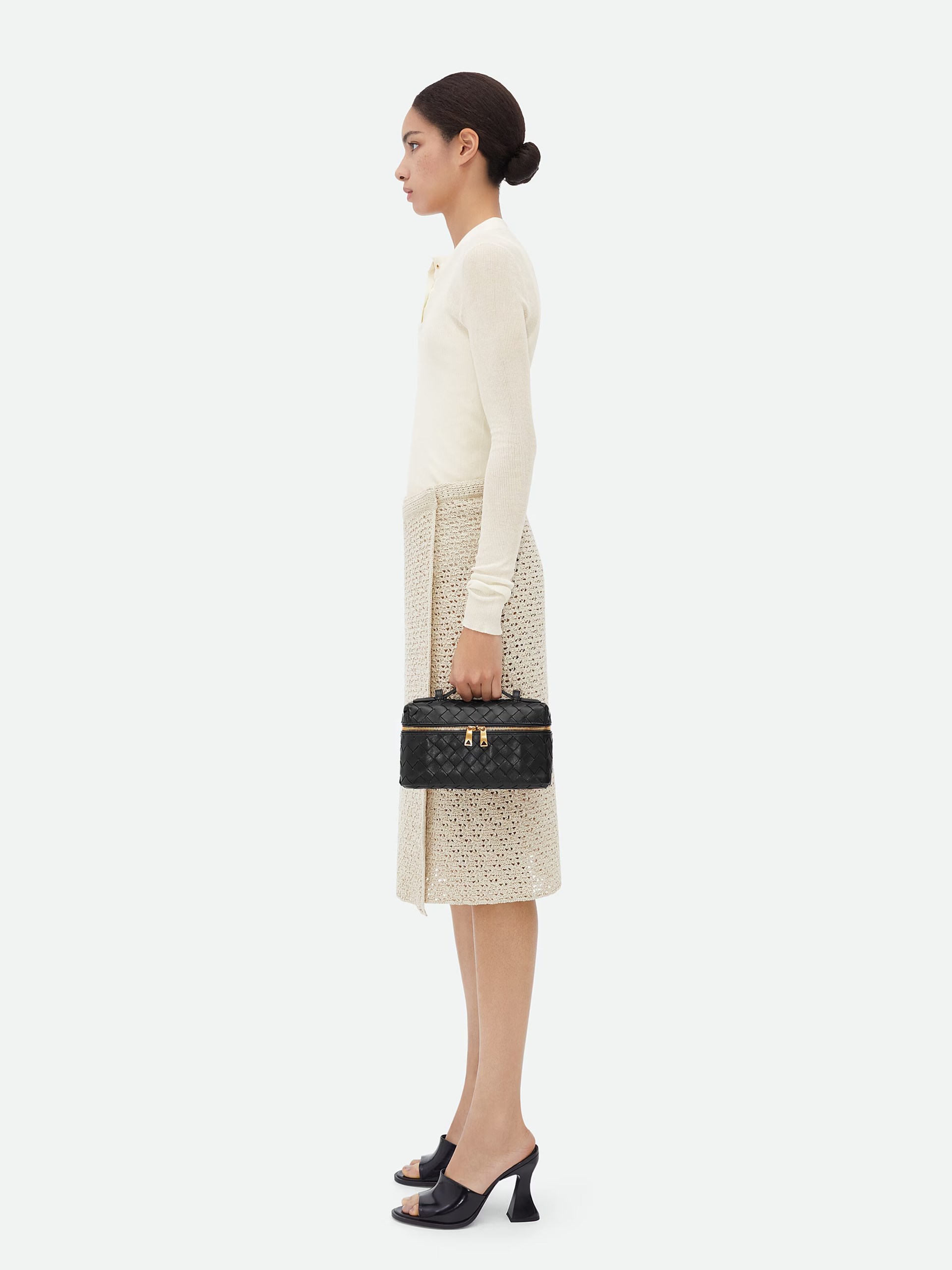 Bottega Veneta Bang Bang cosmetics in black soft Intrecciato leather