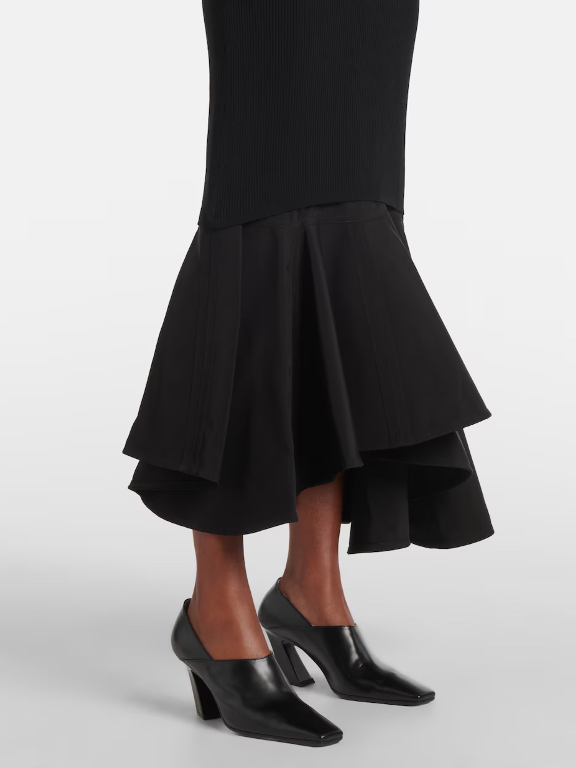 Bottega Veneta black asymmetric high-neck dress