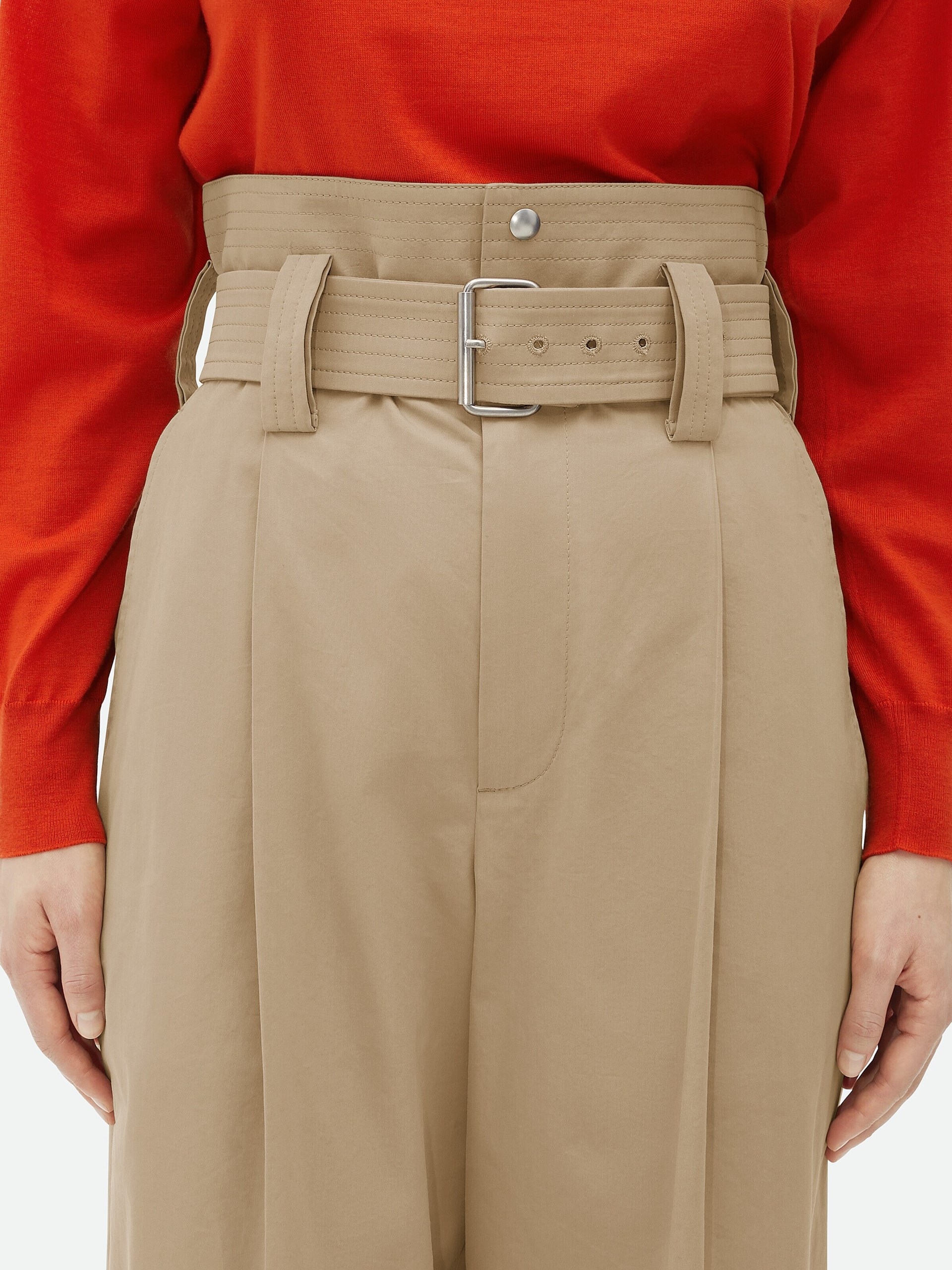 Bottega Veneta light brown wide-leg pants