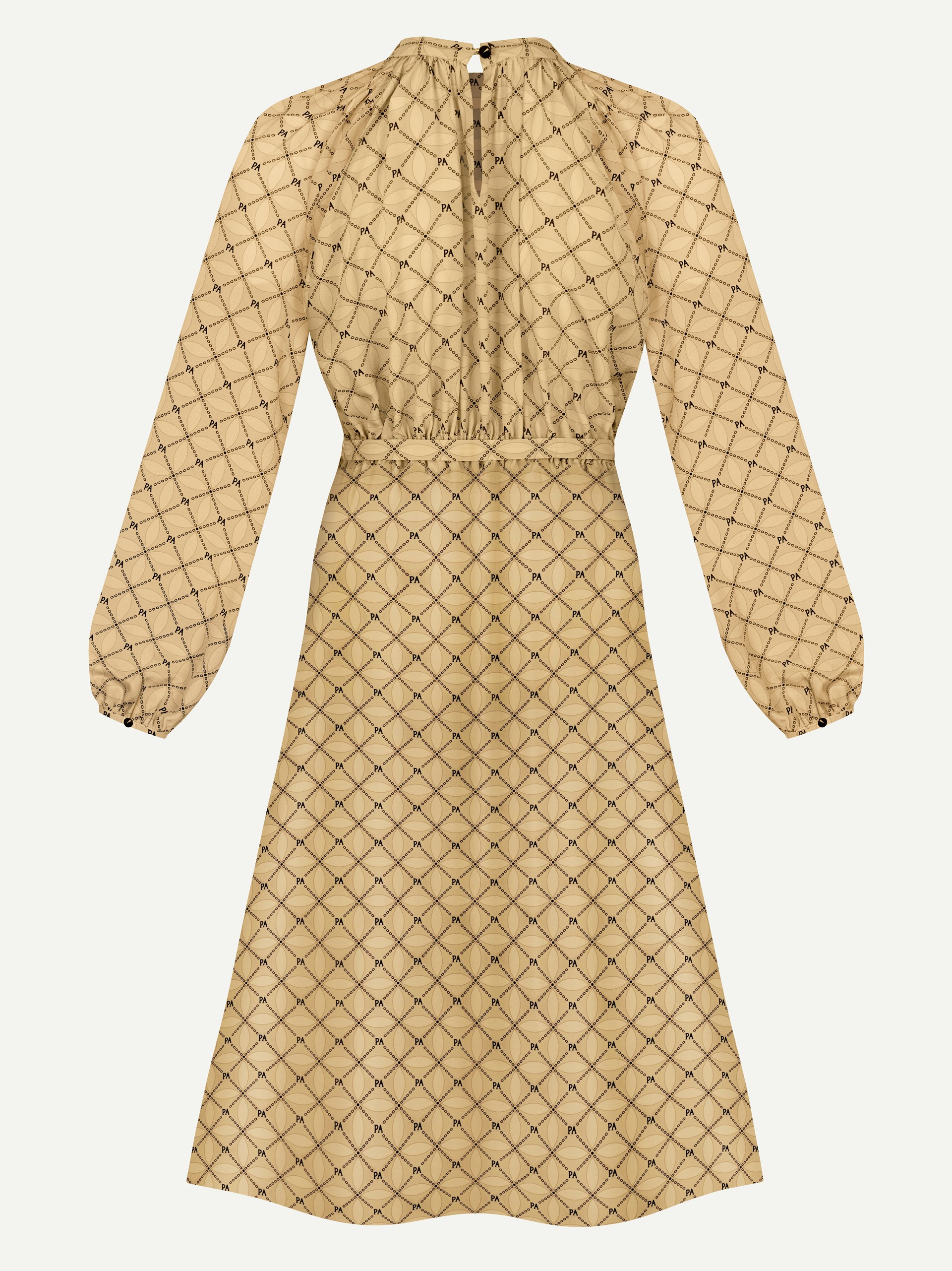Beige silk dress Park Avenue Atelier long midi