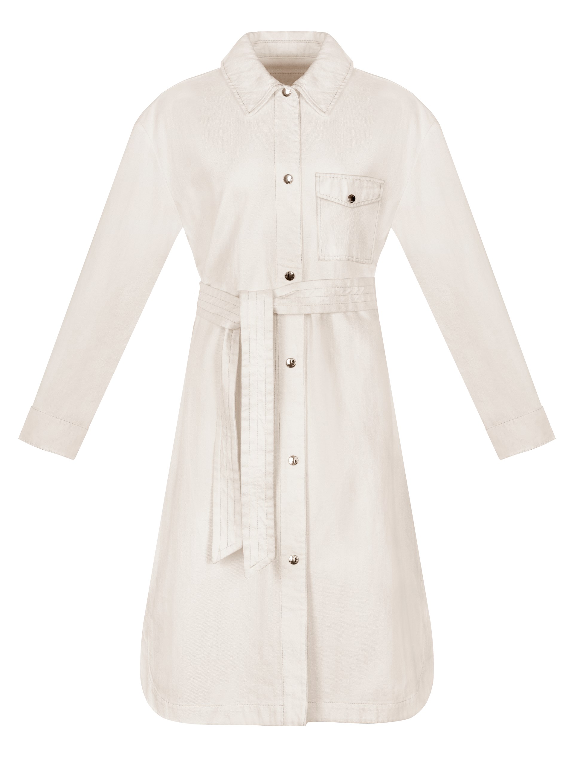 Yves Salomon white long shirt with belt