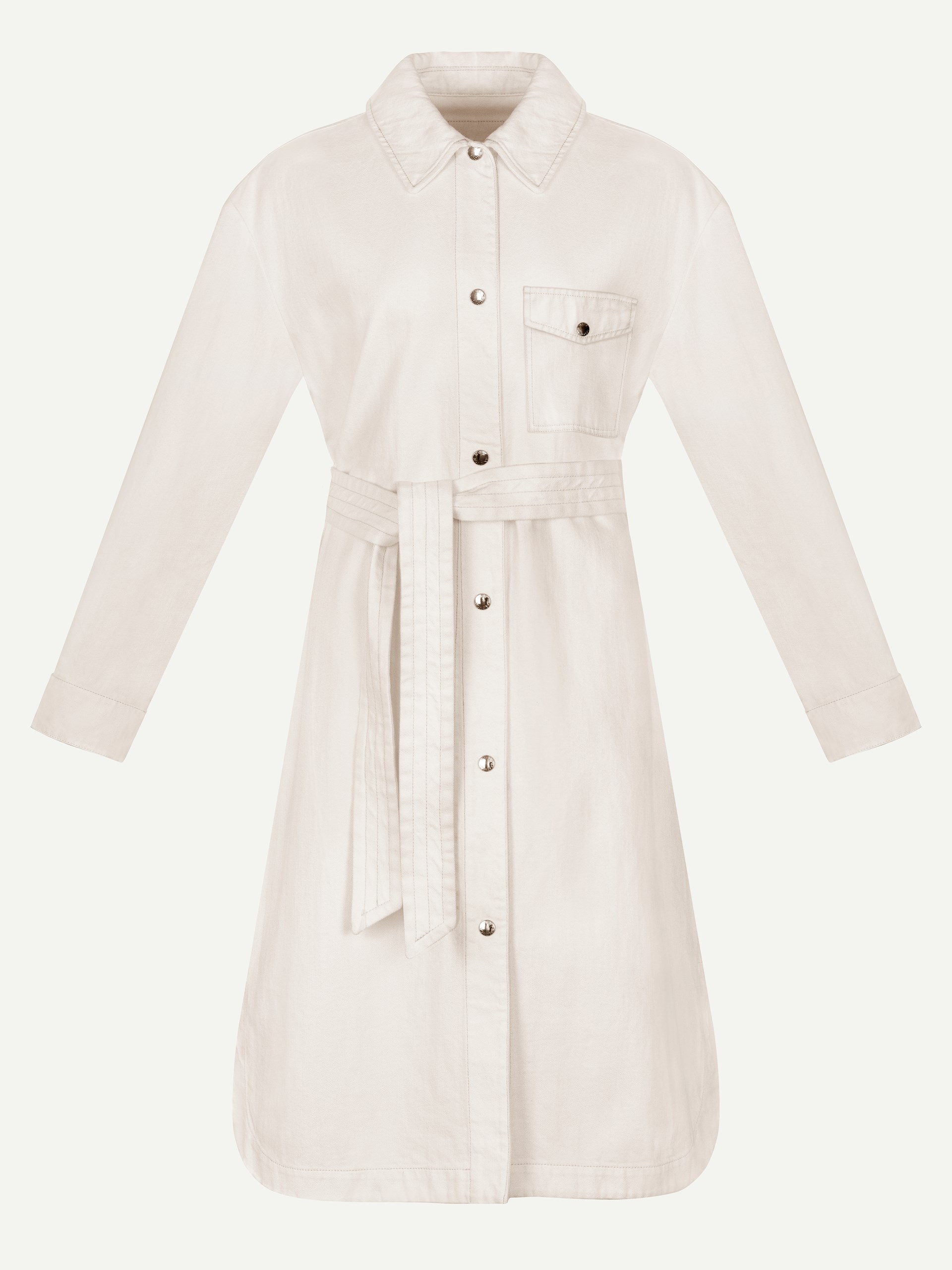 Yves Salomon white long shirt with belt