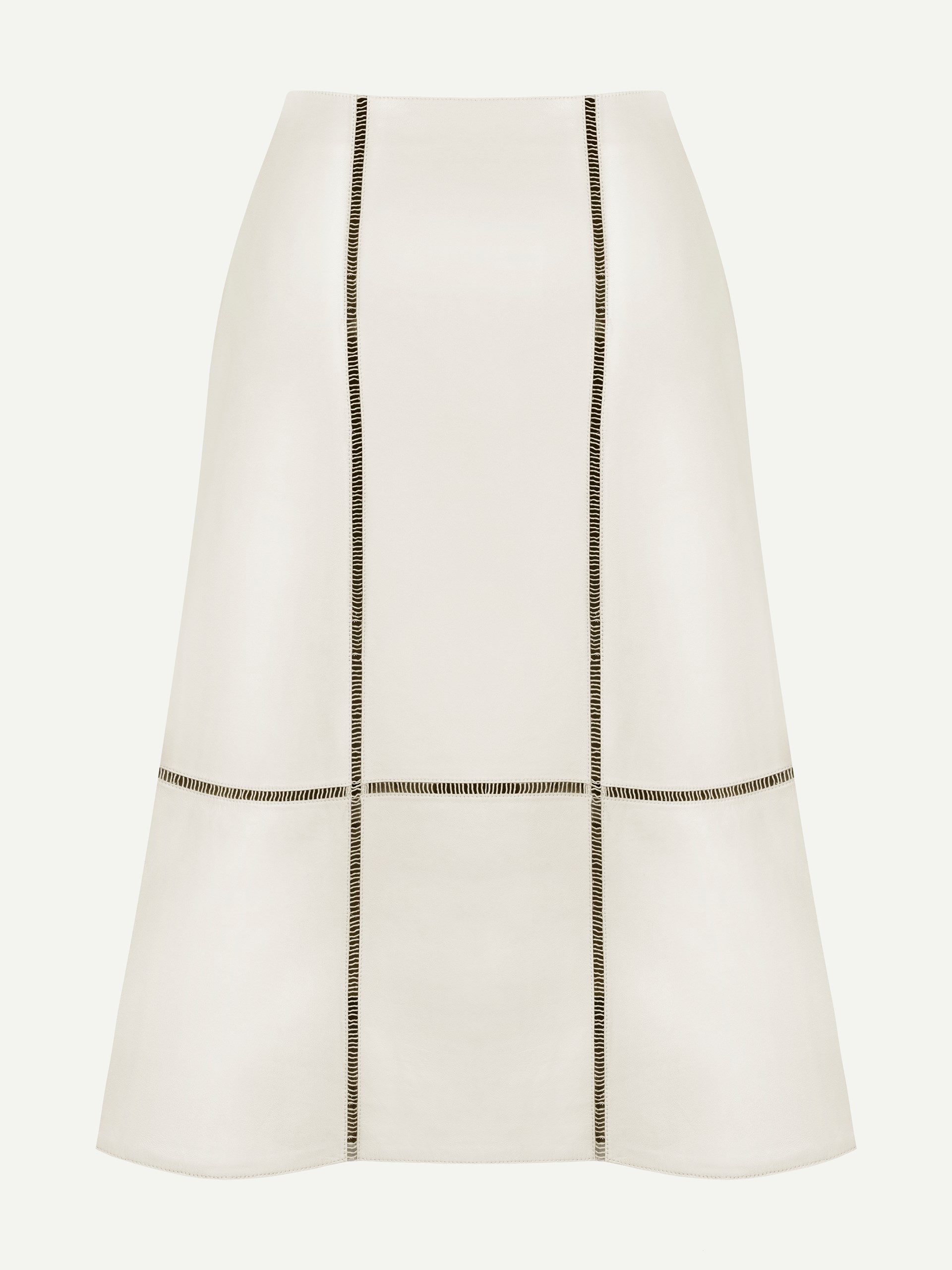 Yves Salomon light beige leather midi skirt
