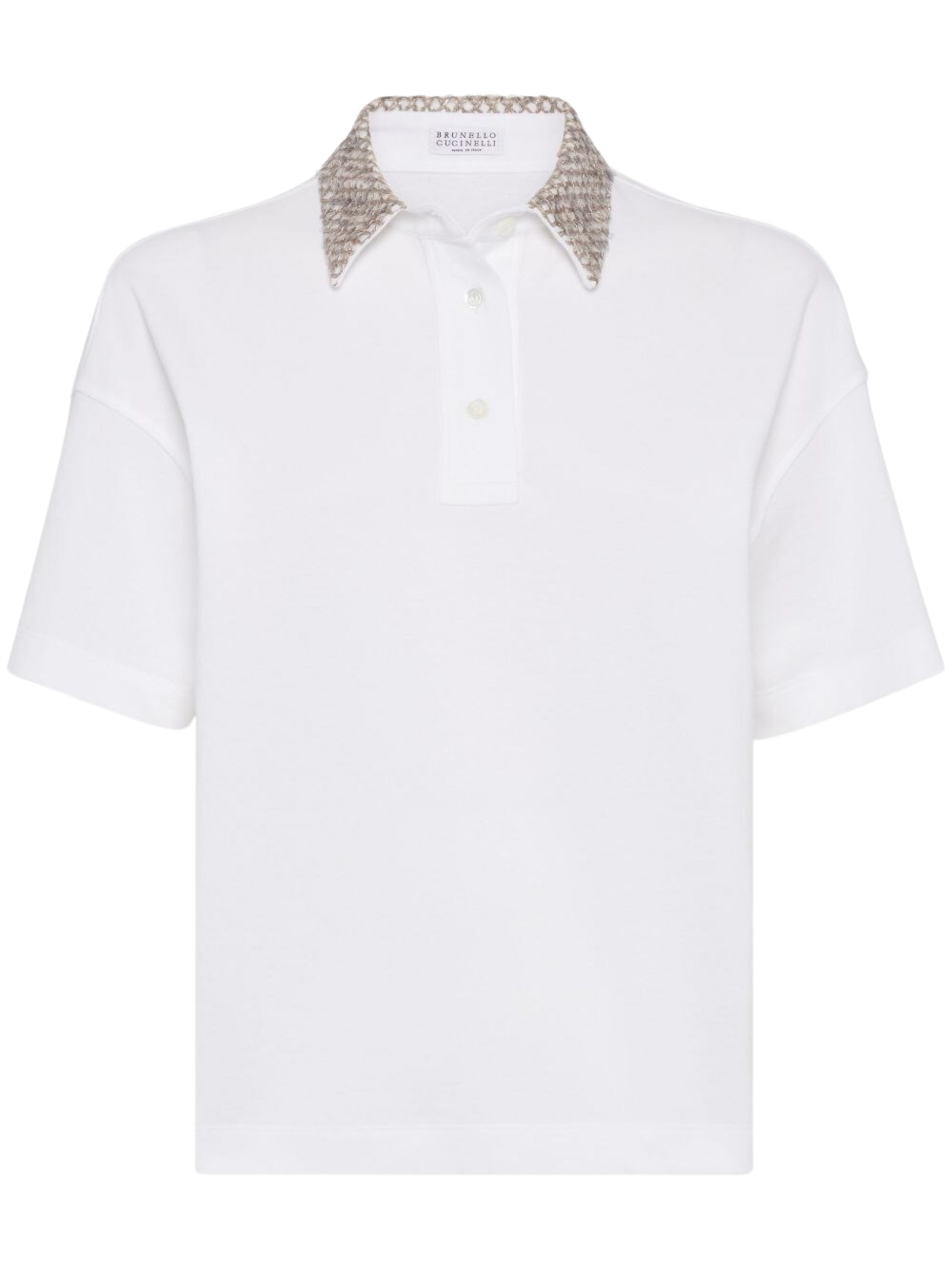 Brunello Cucinelli white polo shirt with contrast collar