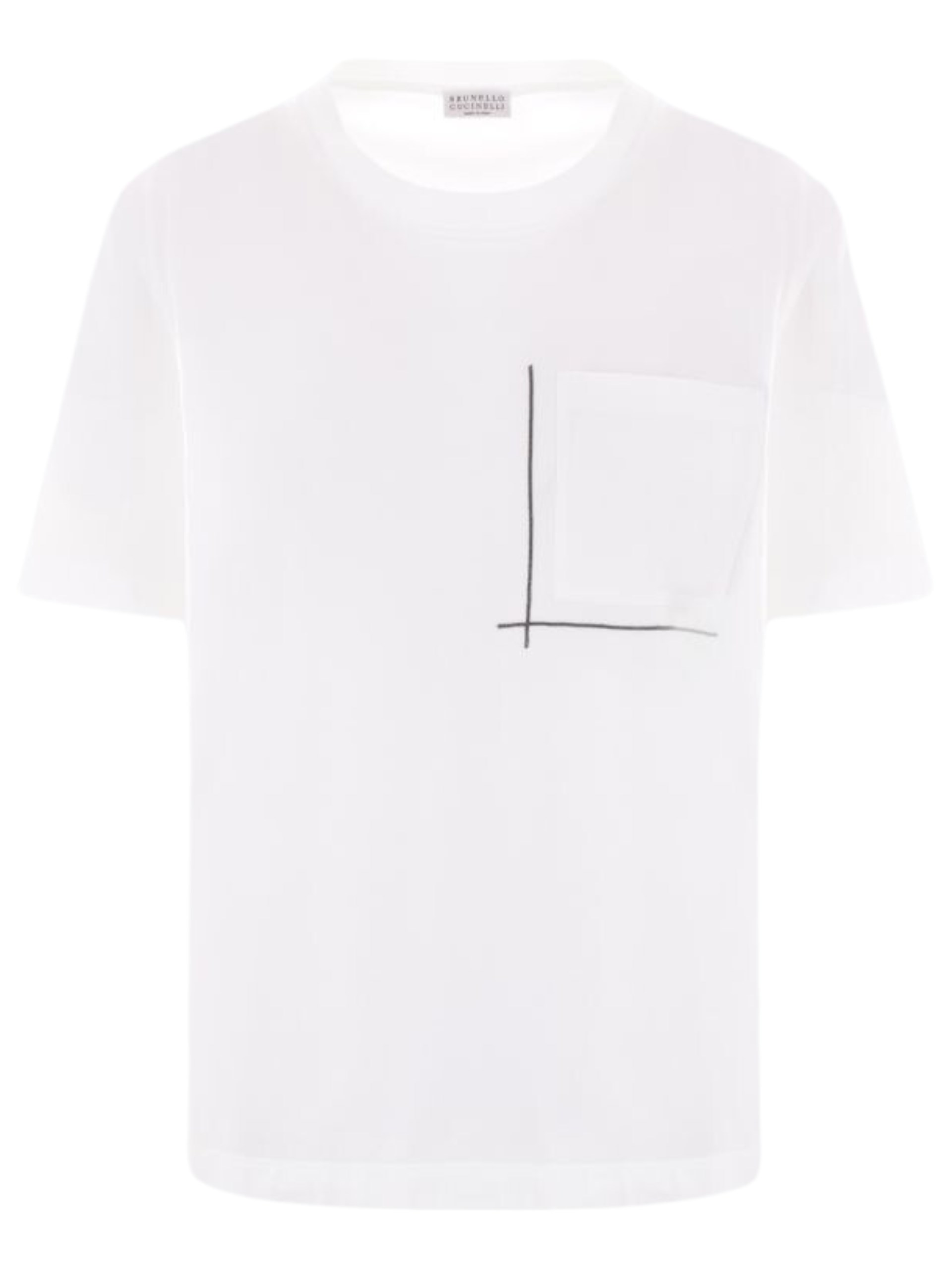 Brunello Cucinelli white T-shirt with pocket and Monili decoration