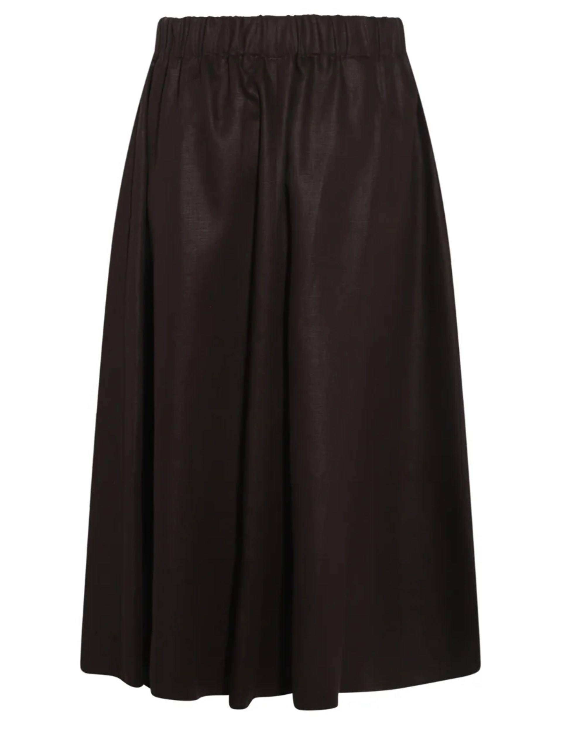 Brunello Cucinelli dark brown linen midi skirt