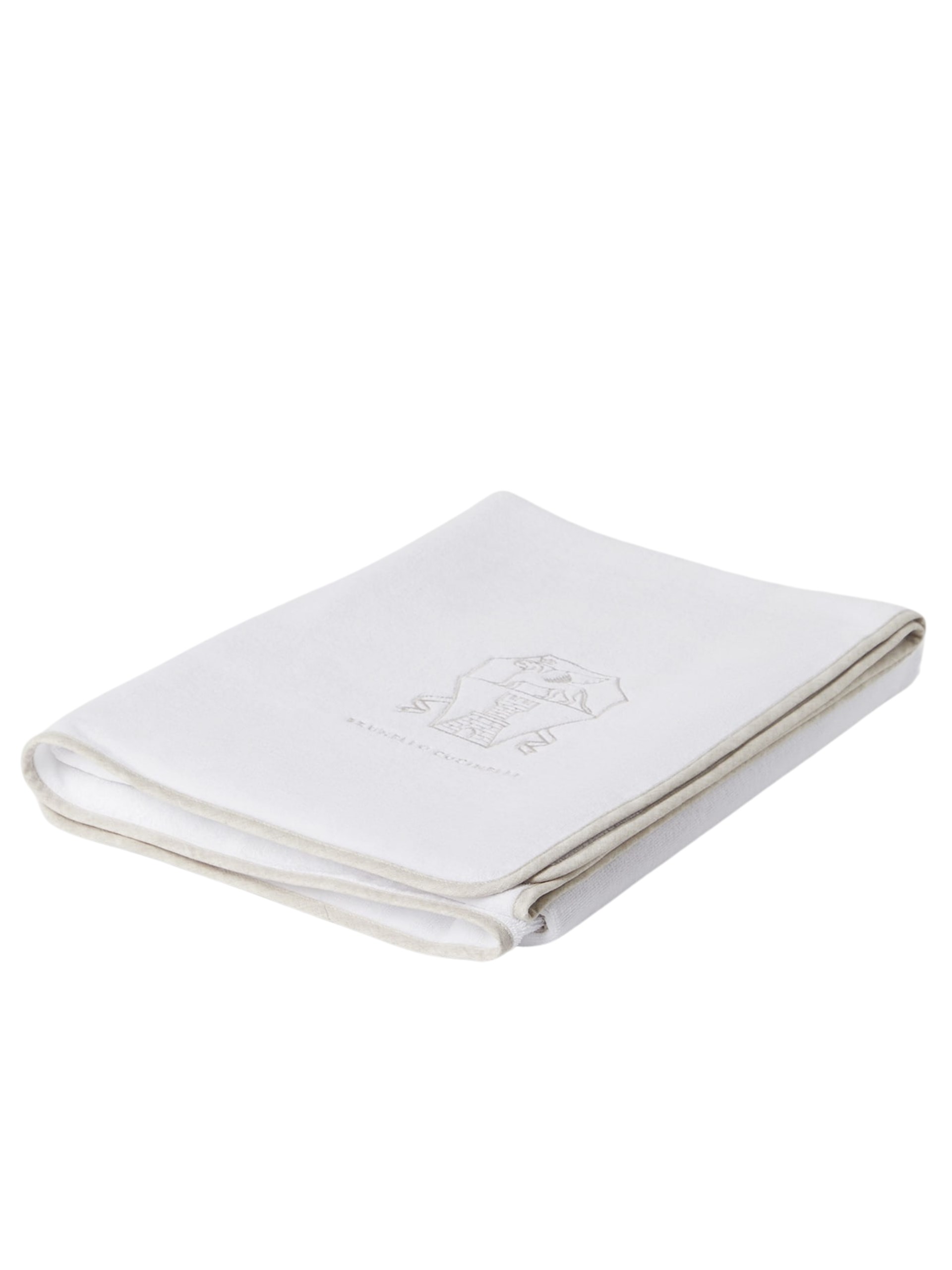 Brunello Cucinelli white beach towel with logo embroidery