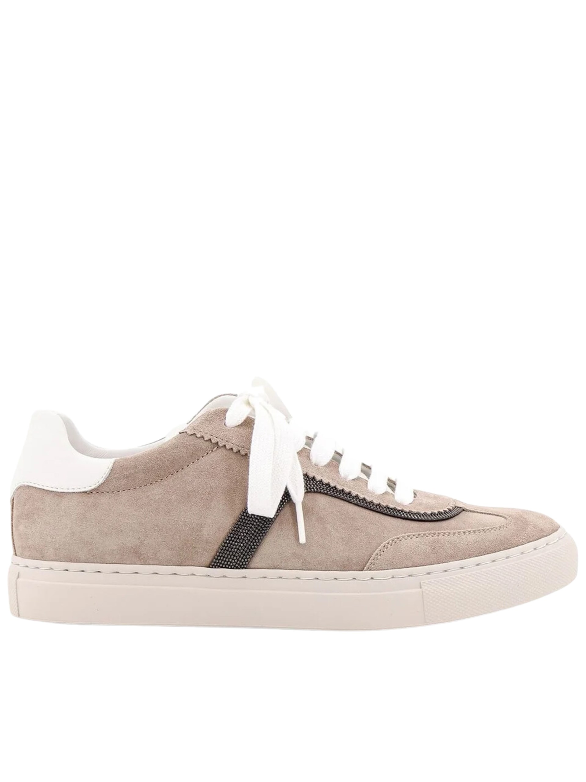 Brunello Cucinelli beige sneakers with Monili trim