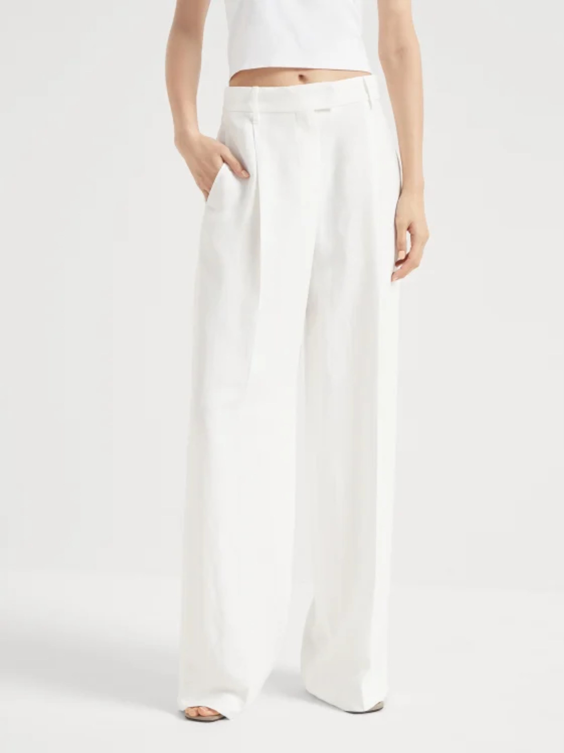 Brunello Cucinelli white loose-fit pants with Monili