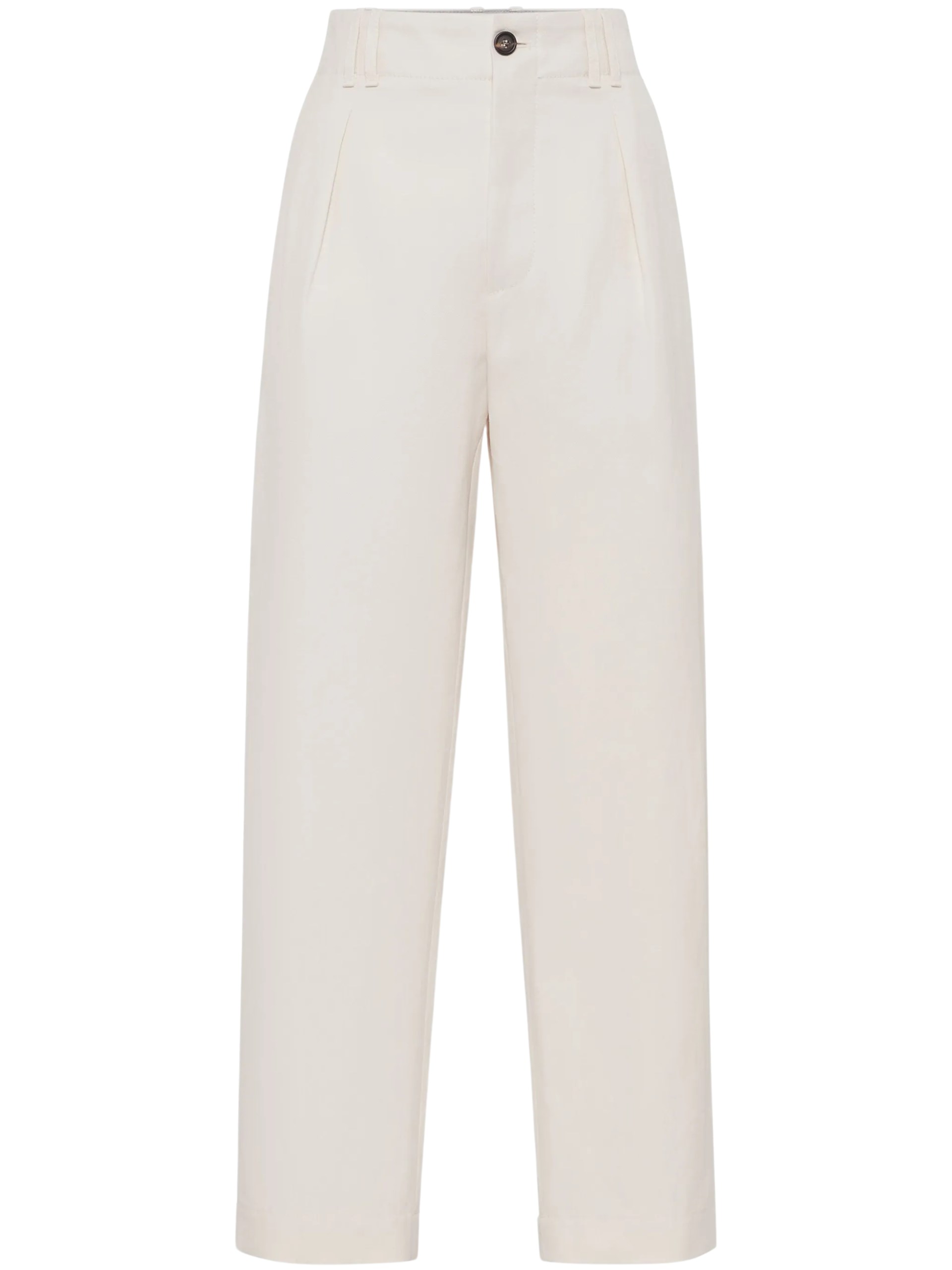 Brunello Cucinelli milk linen straight-leg pants