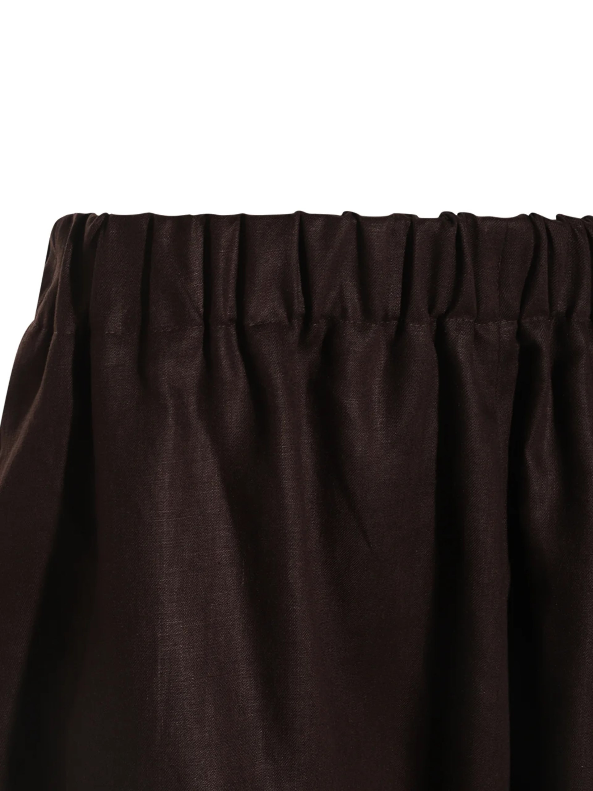 Brunello Cucinelli dark brown linen midi skirt