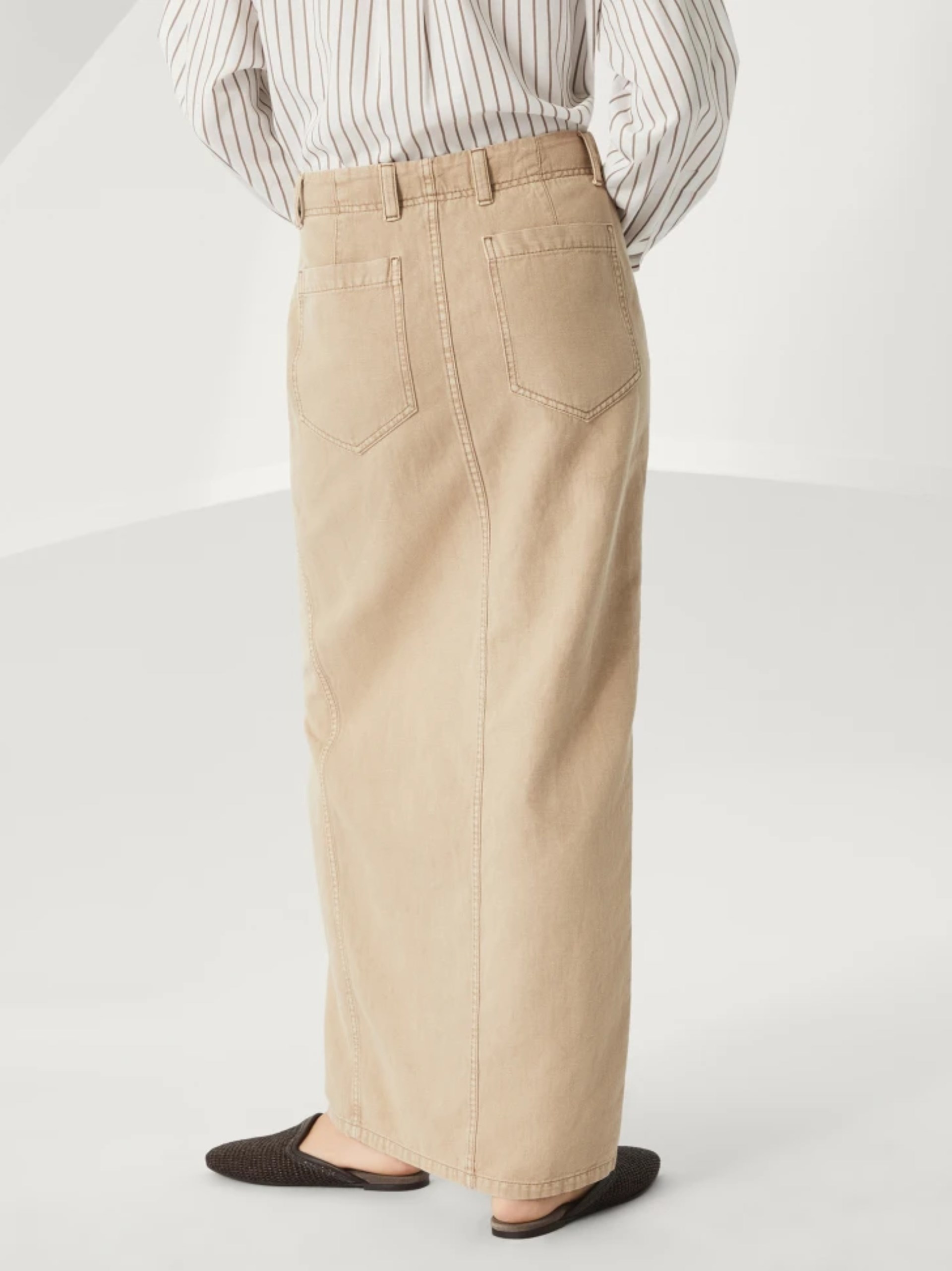 Beige Brunello Cucinelli long maxi skirt