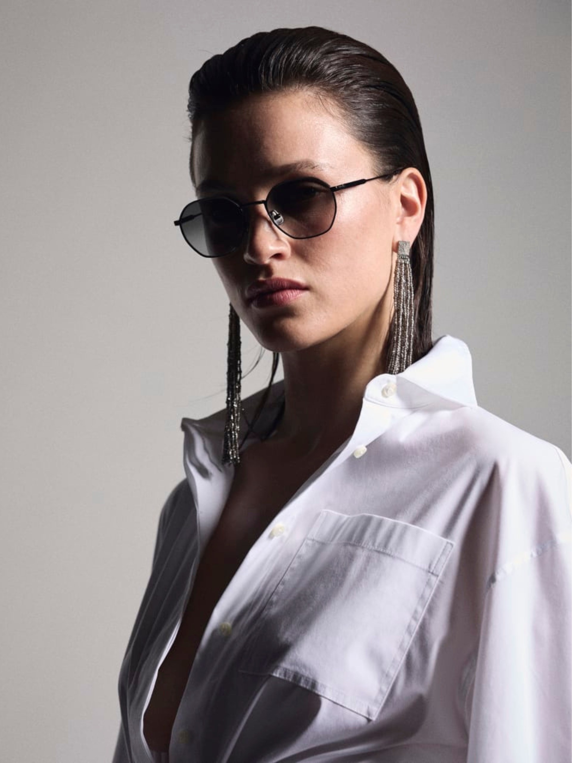 Brunello Cucinelli Intarsia Rays Titanium Grey Sunglasses