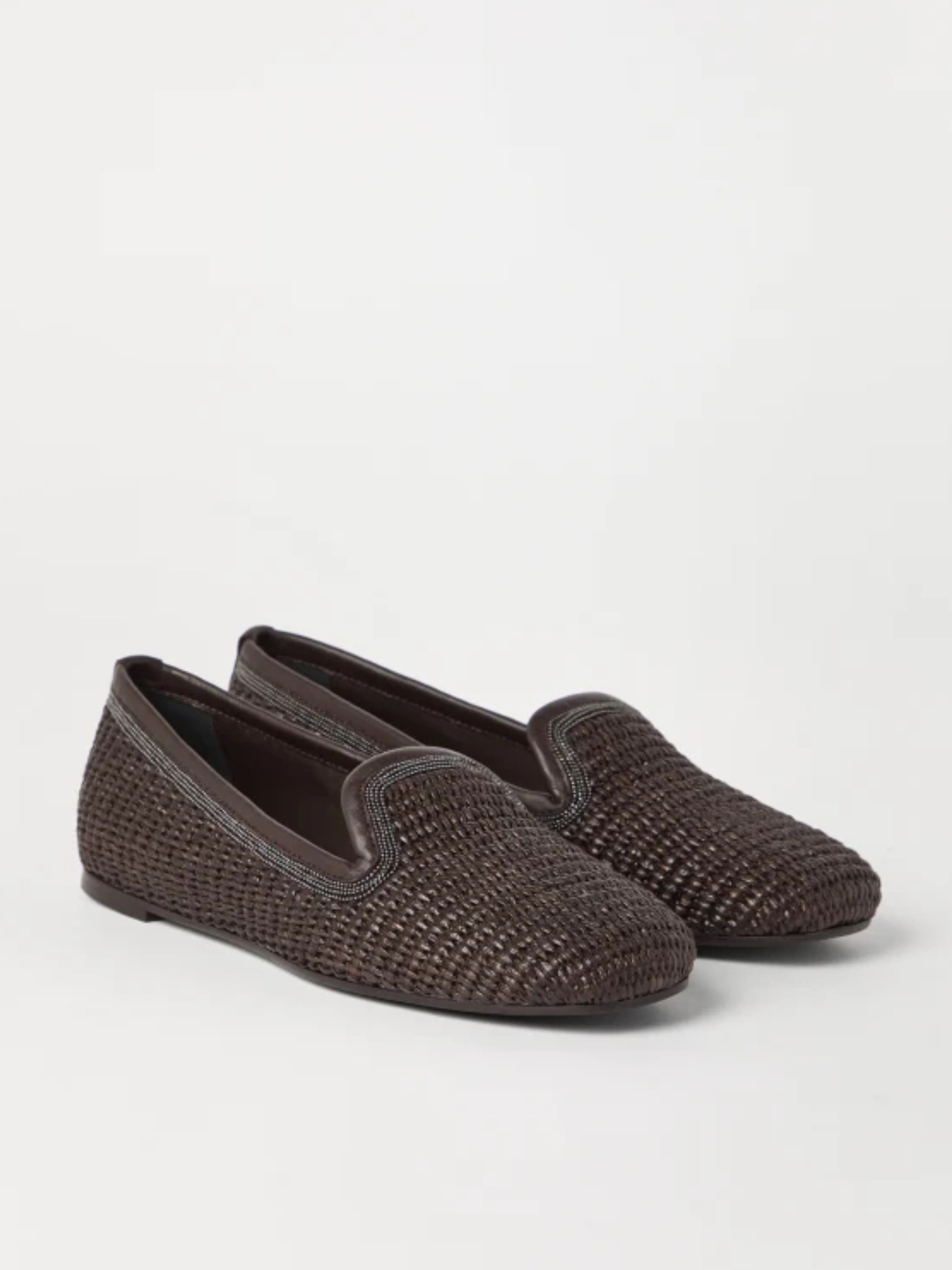 Brunello Cucinelli brown ballet flats with Monili detail